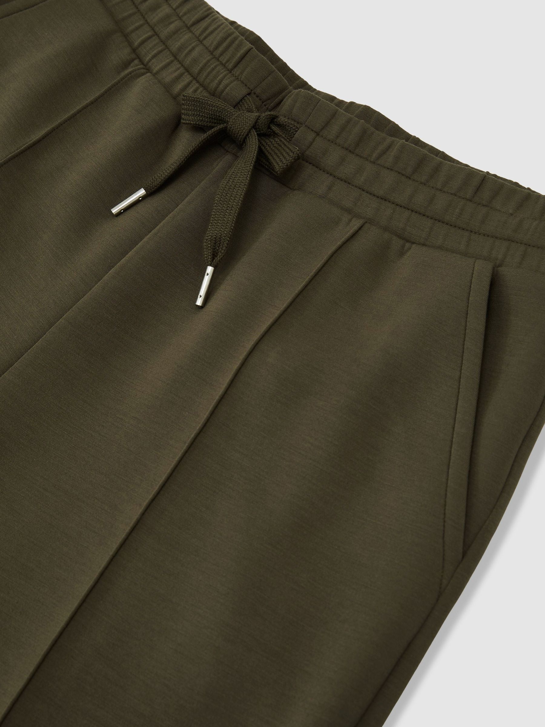 Petite Premium Interlock Wide-Leg Joggers in Khaki Green - Image 7 of 8