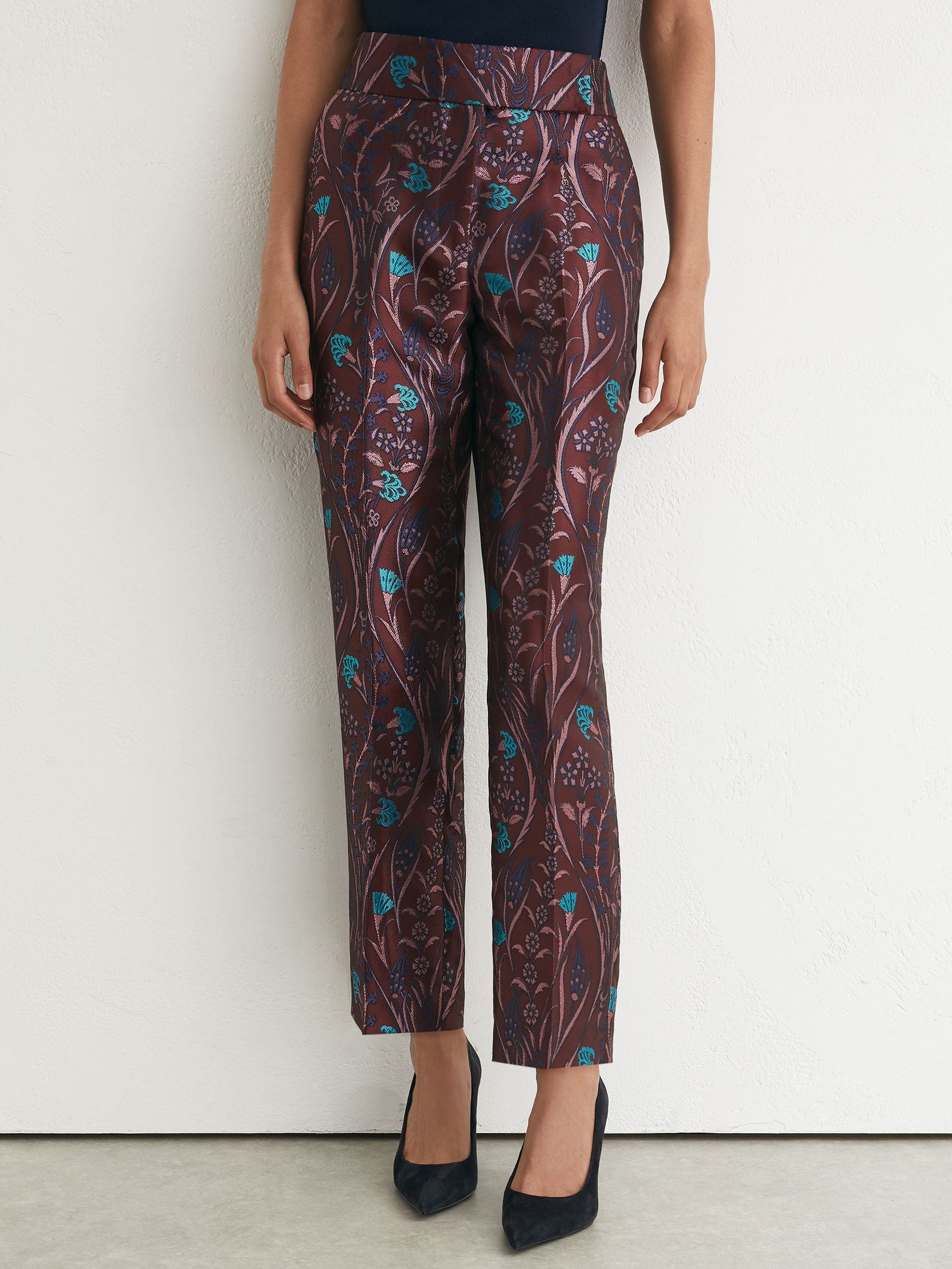 Jacquard Tapered Trousers in Purple - Image 4 de 8