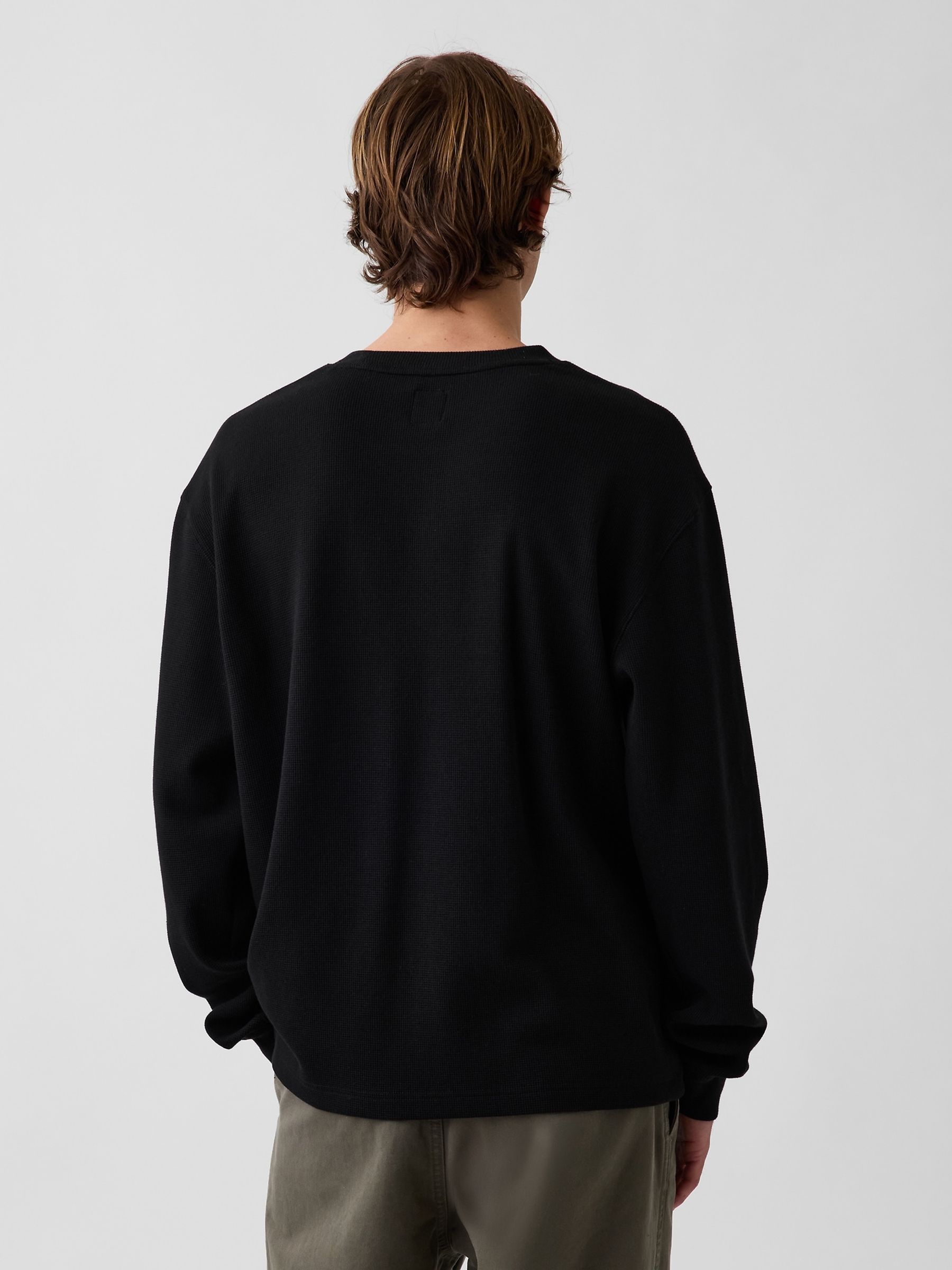 Black Relaxed Waffle T-Shirt - Image 2 of 4 Black Relaxed Waffle T-Shirt - Image 2 of 4