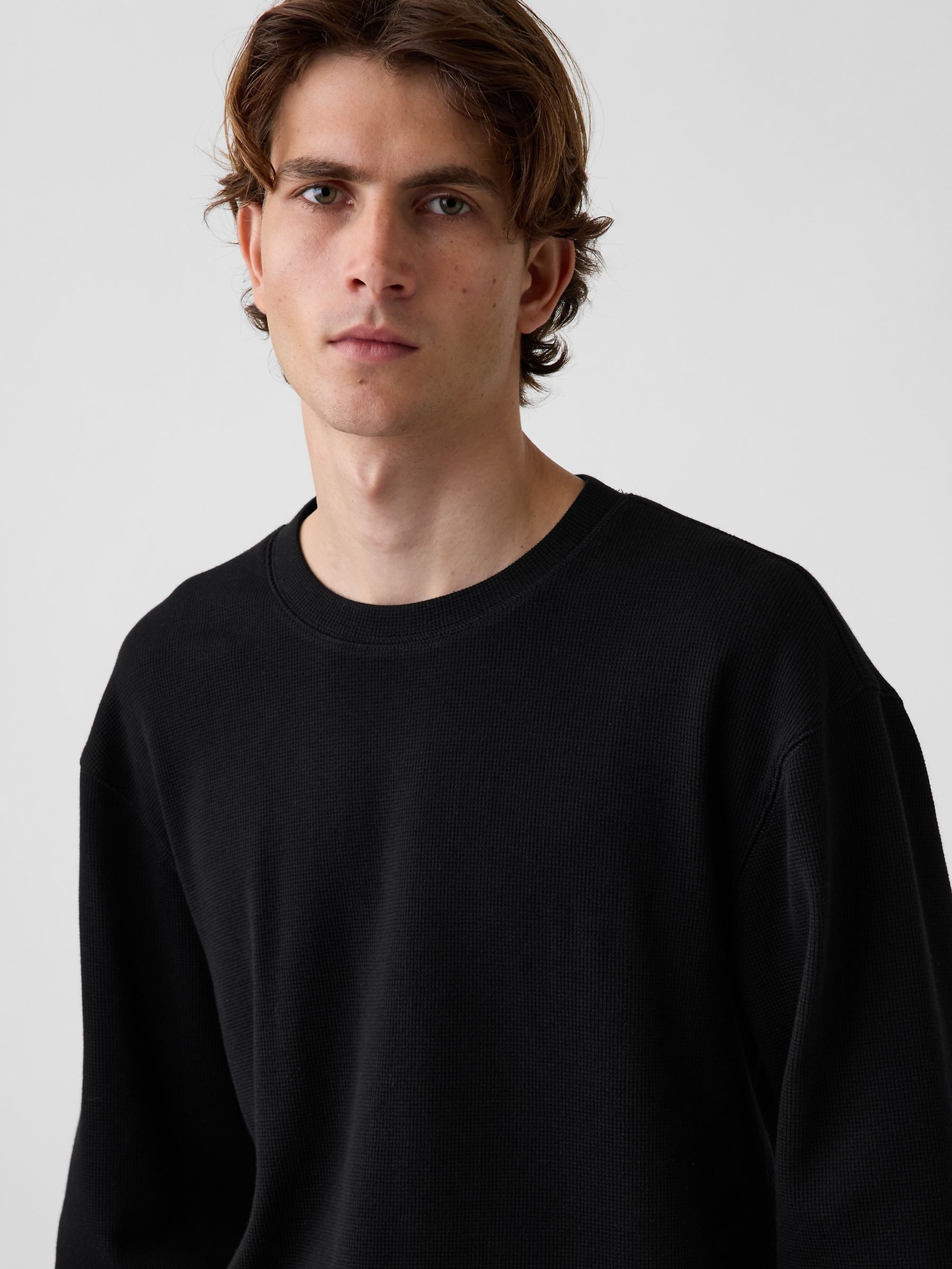 Black Relaxed Waffle T-Shirt - Image 4 of 4 Black Relaxed Waffle T-Shirt - Image 4 of 4