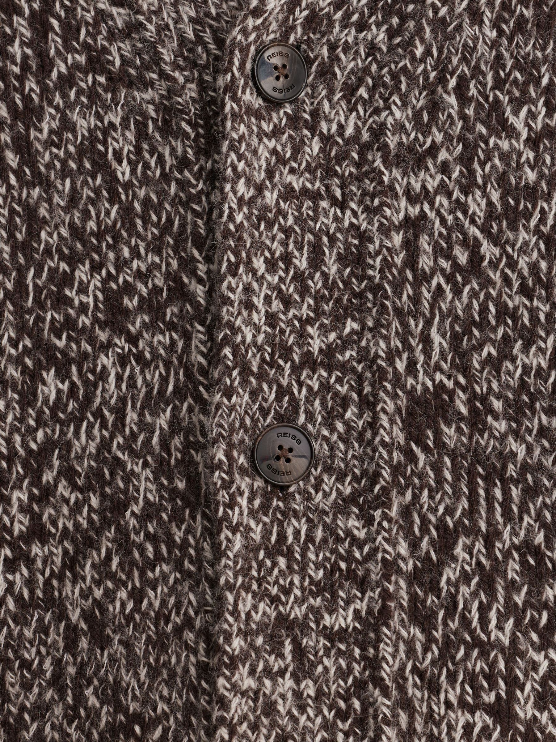 Wool-Blend Speckled-Knit Cardigan in Brown Multi - Image 4 of 7