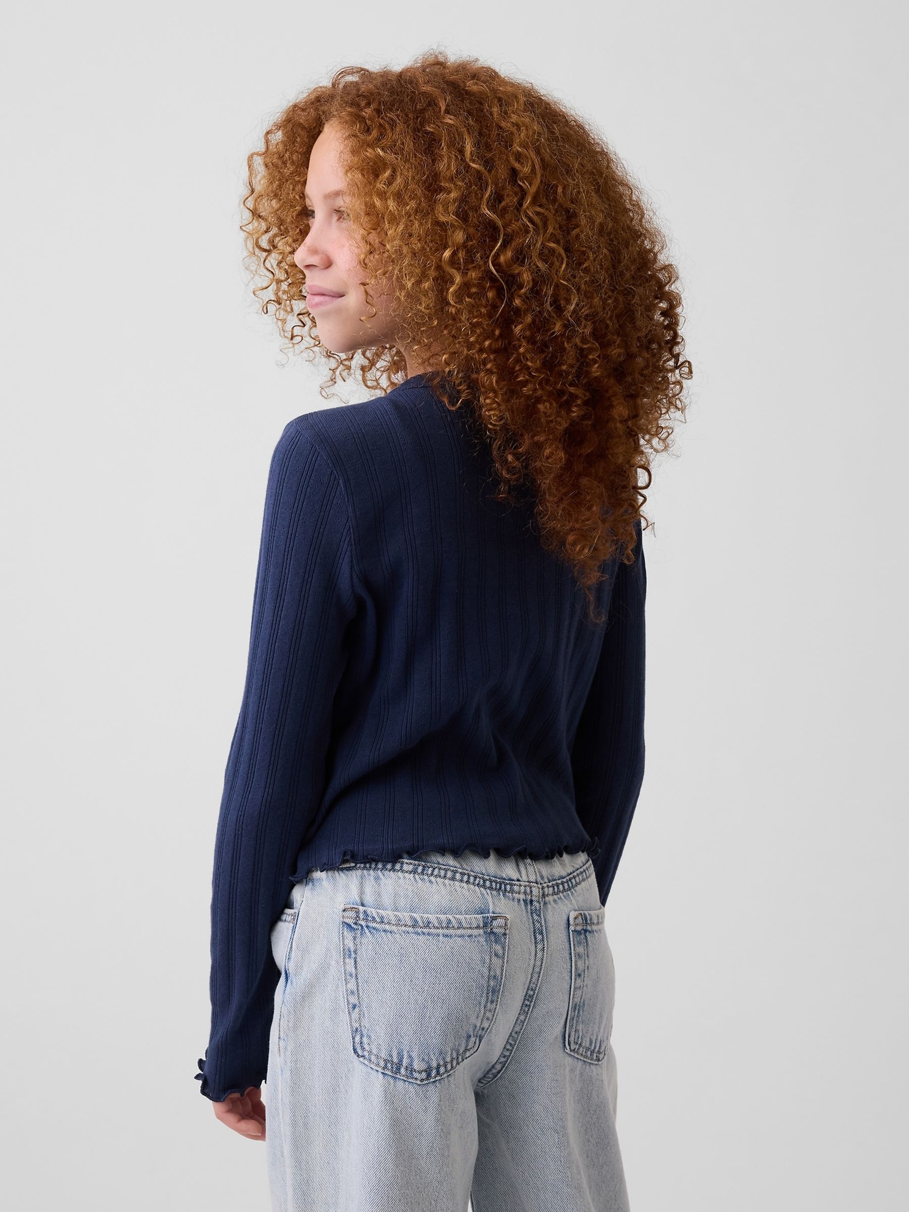 Navy Pointelle Rib Cardigan - Image 2 of 5
