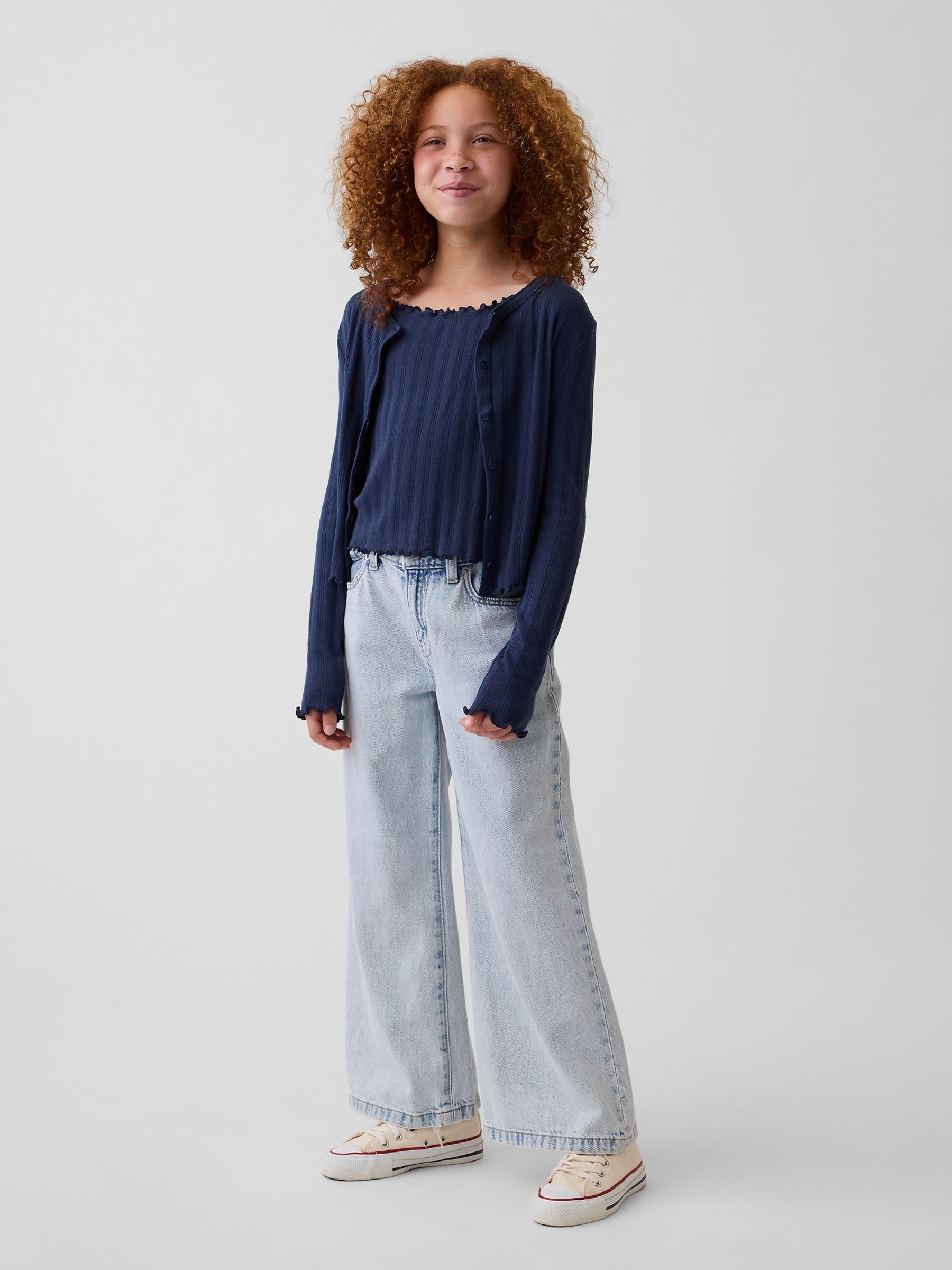 Navy Pointelle Rib Cardigan - Image 3 of 5