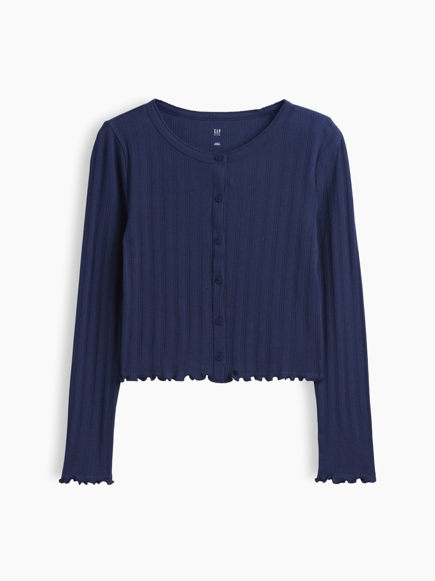 Navy Pointelle Rib Cardigan - Image 4 of 5