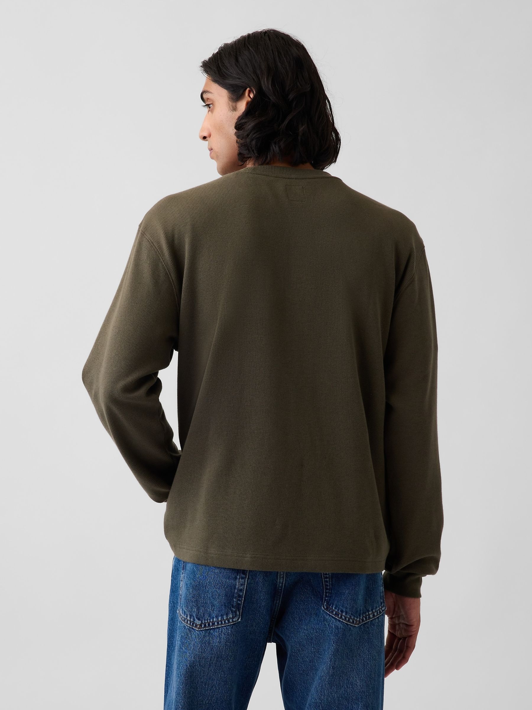 Olive Brown Relaxed Waffle T-Shirt - Image 2 of 4 Olive Brown Relaxed Waffle T-Shirt - Image 2 of 4