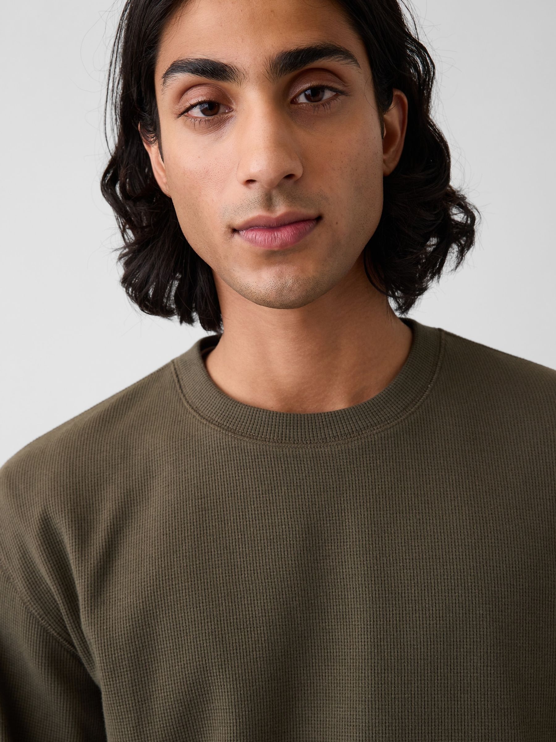 Olive Brown Relaxed Waffle T-Shirt - Image 4 of 4
