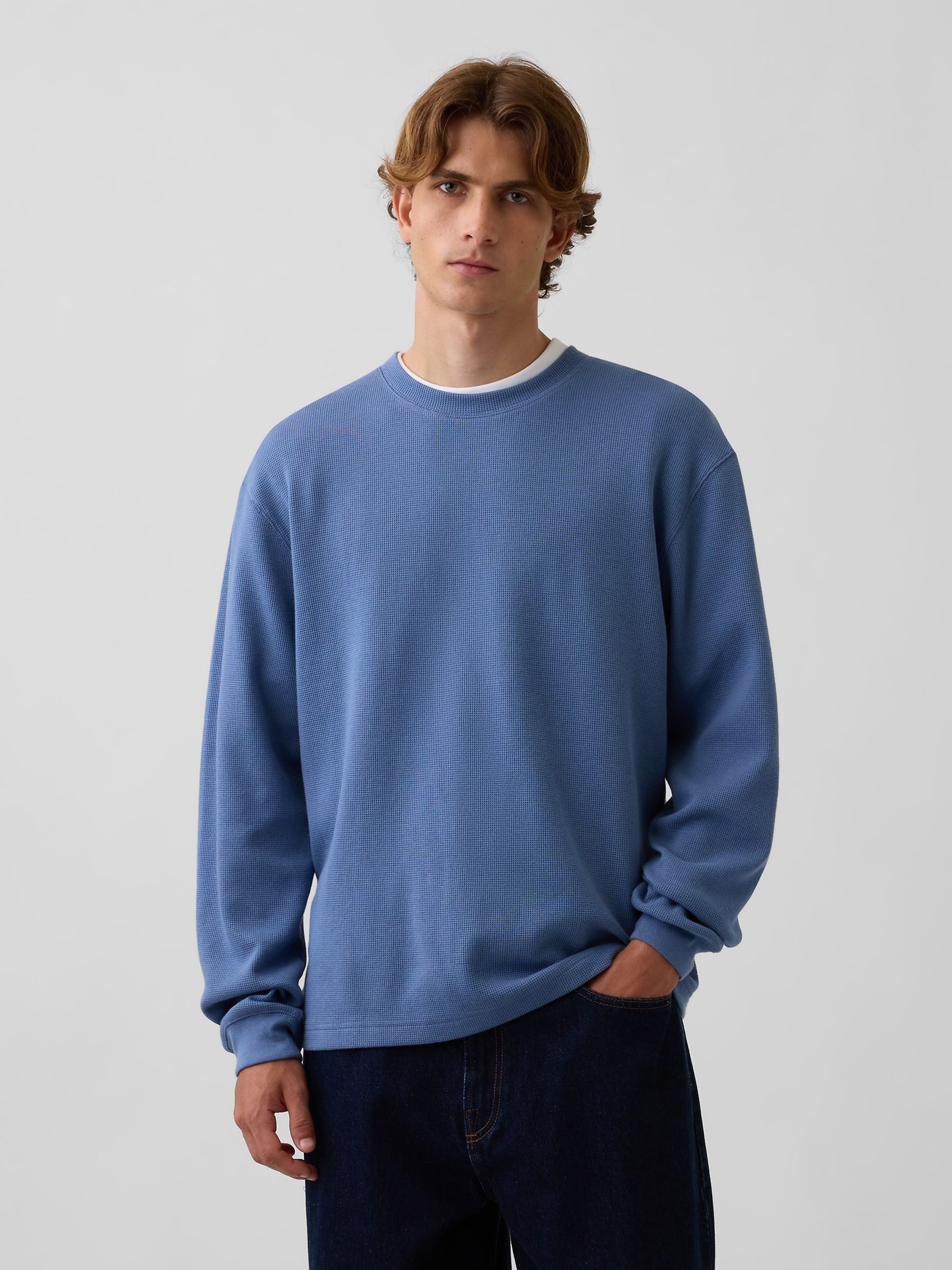Blue Relaxed Waffle T-Shirt - Image 1 of 4