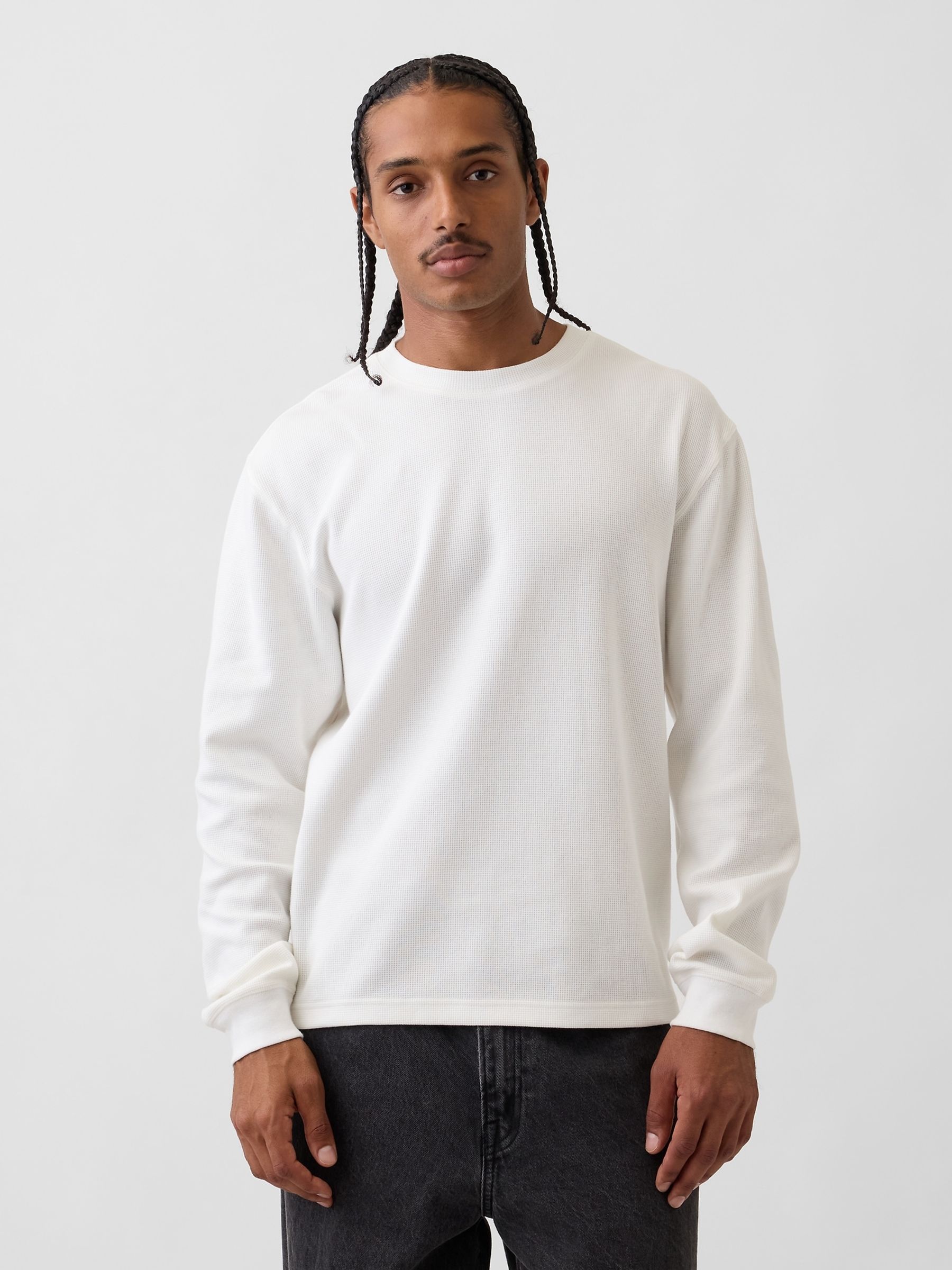 White Relaxed Waffle T-Shirt - Image 1 of 4 White Relaxed Waffle T-Shirt - Image 1 of 4