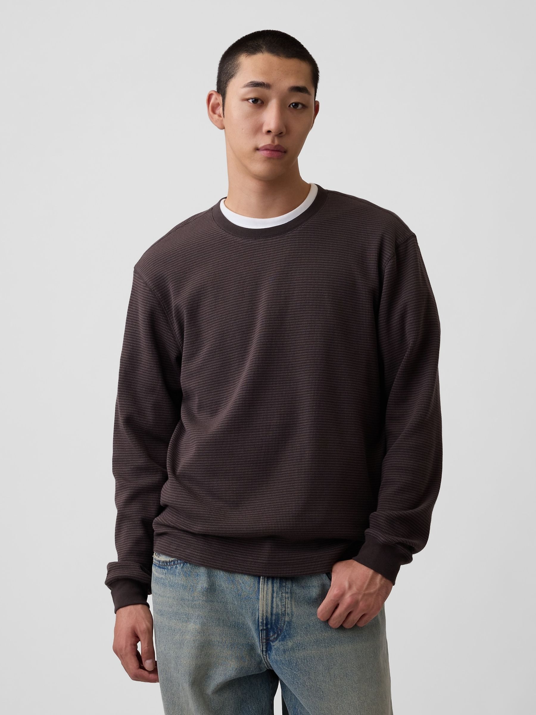 Brown Relaxed Waffle T-Shirt - Image 1 of 4