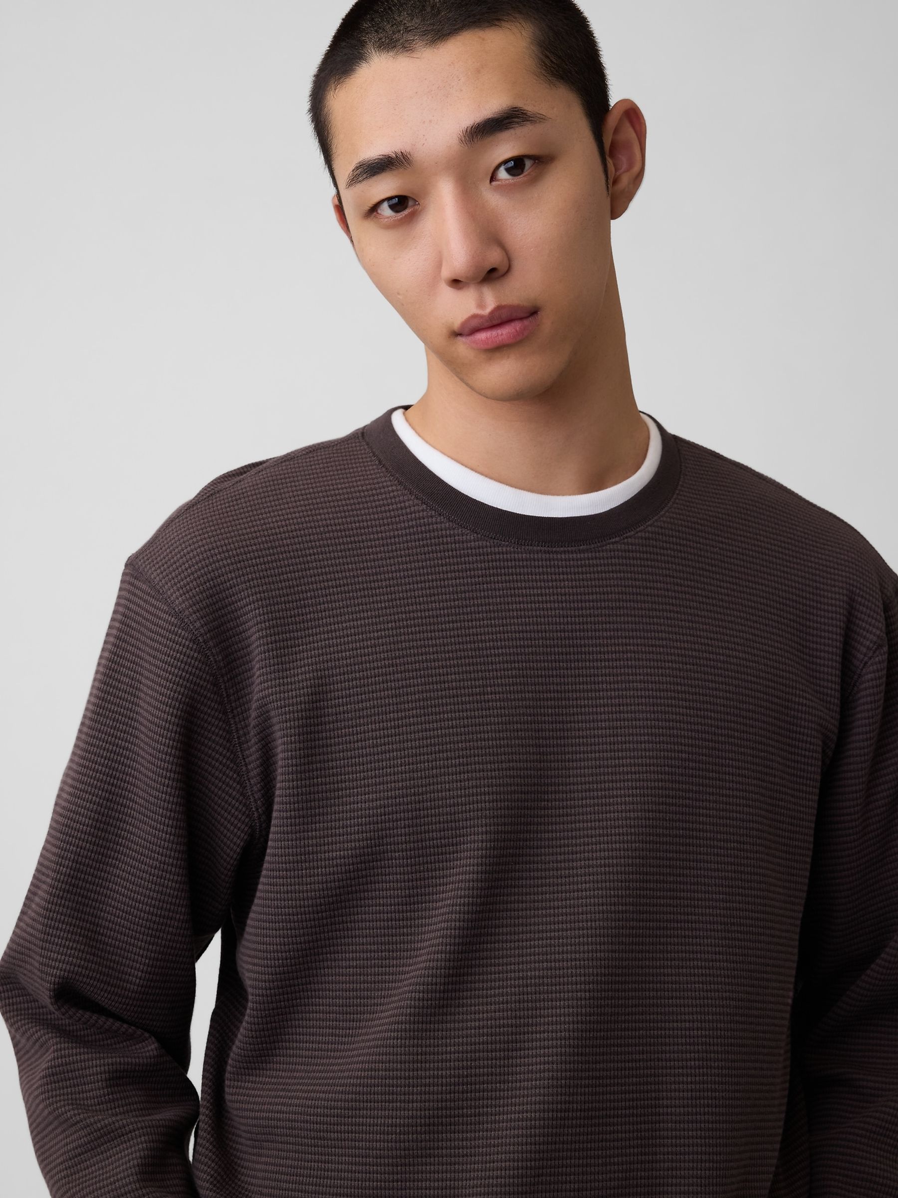 Brown Relaxed Waffle T-Shirt - Image 4 of 4 Brown Relaxed Waffle T-Shirt - Image 4 of 4