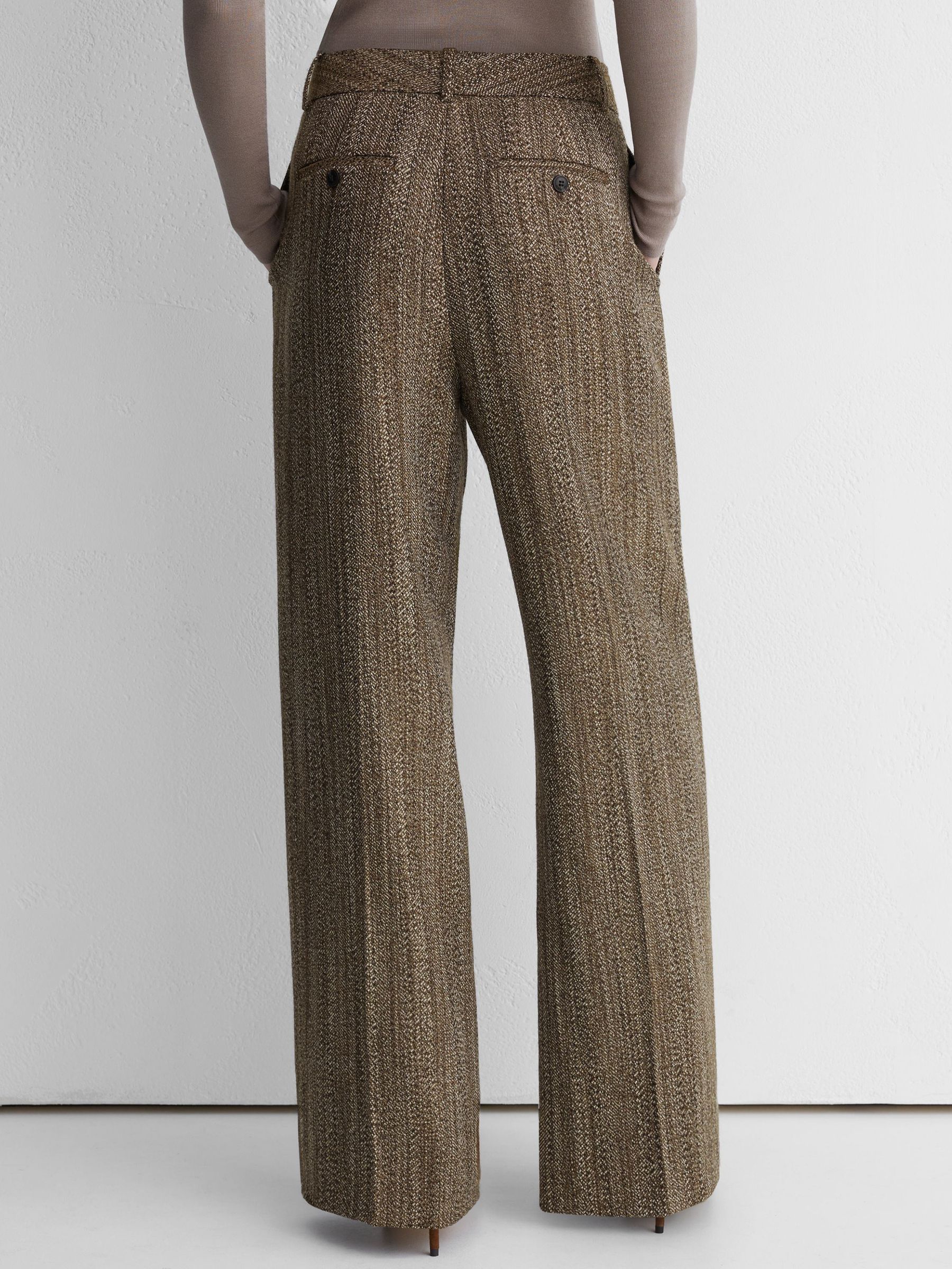 Atelier Wool-Blend Textured Wide-Leg Trousers in Brown - Image 7 of 10