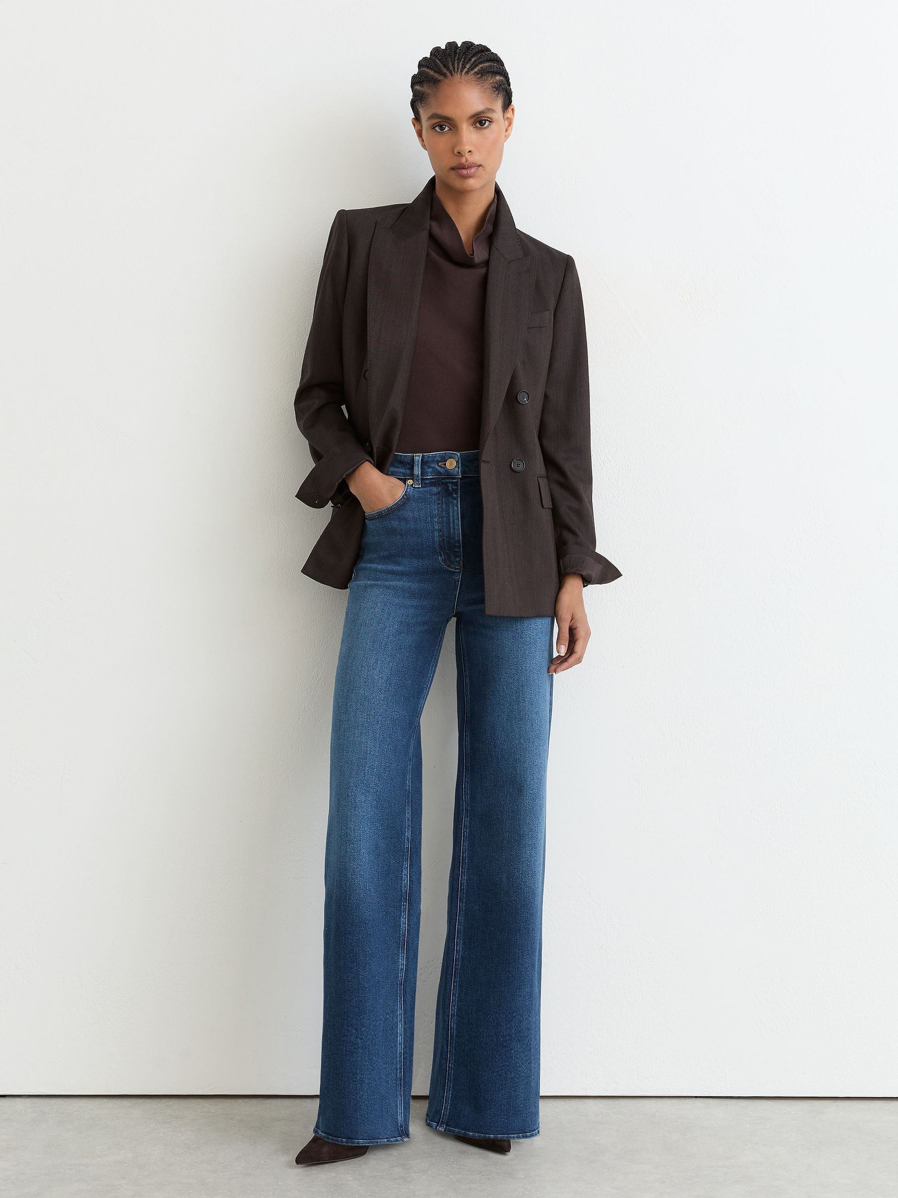 Cotton-Modal Wide-Leg Jeans in Mid Blue - Image 3 of 7