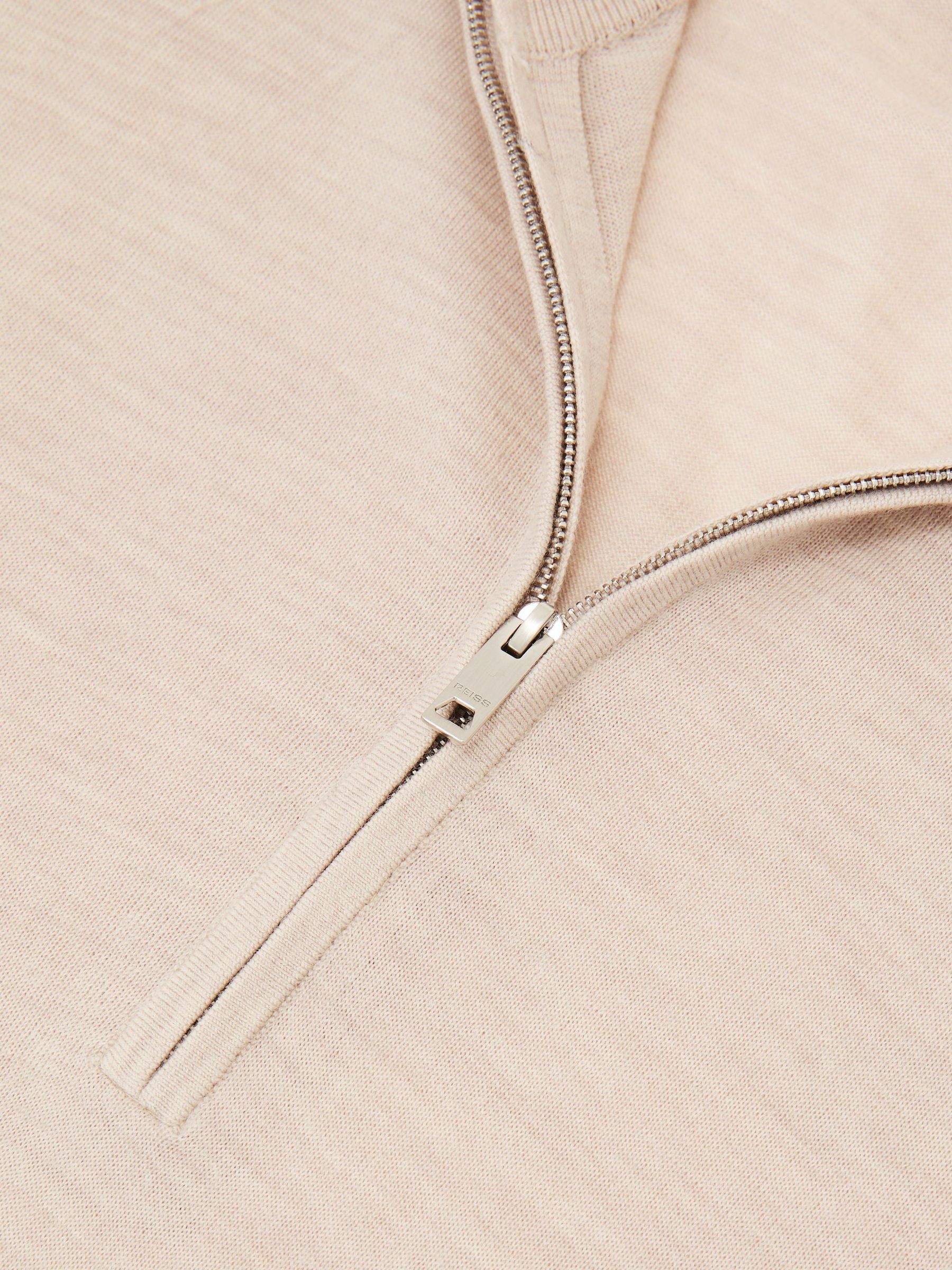 Ultra-Fine Merino Wool Quarter-Zip Jumper in Oatmeal Melange - Image 6 of 6