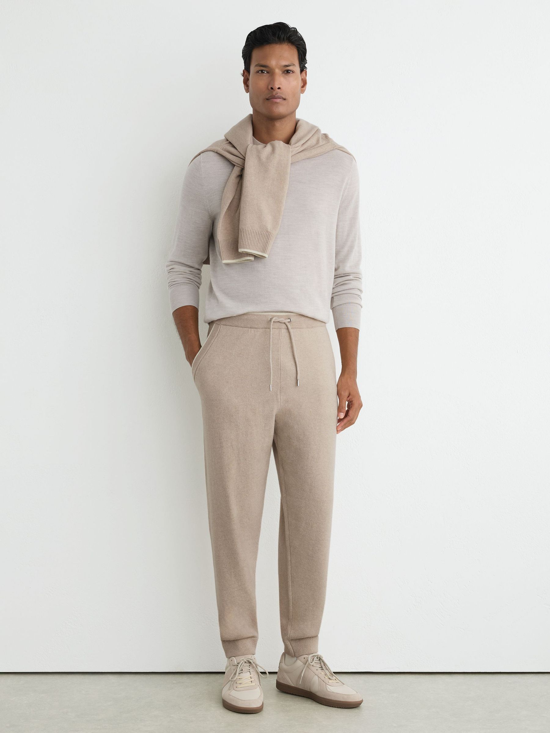 Merino Wool-Blend Cuffed Joggers in Oatmeal - Image 1 of 6 Merino Wool-Blend Cuffed Joggers in Oatmeal - Image 1 of 6