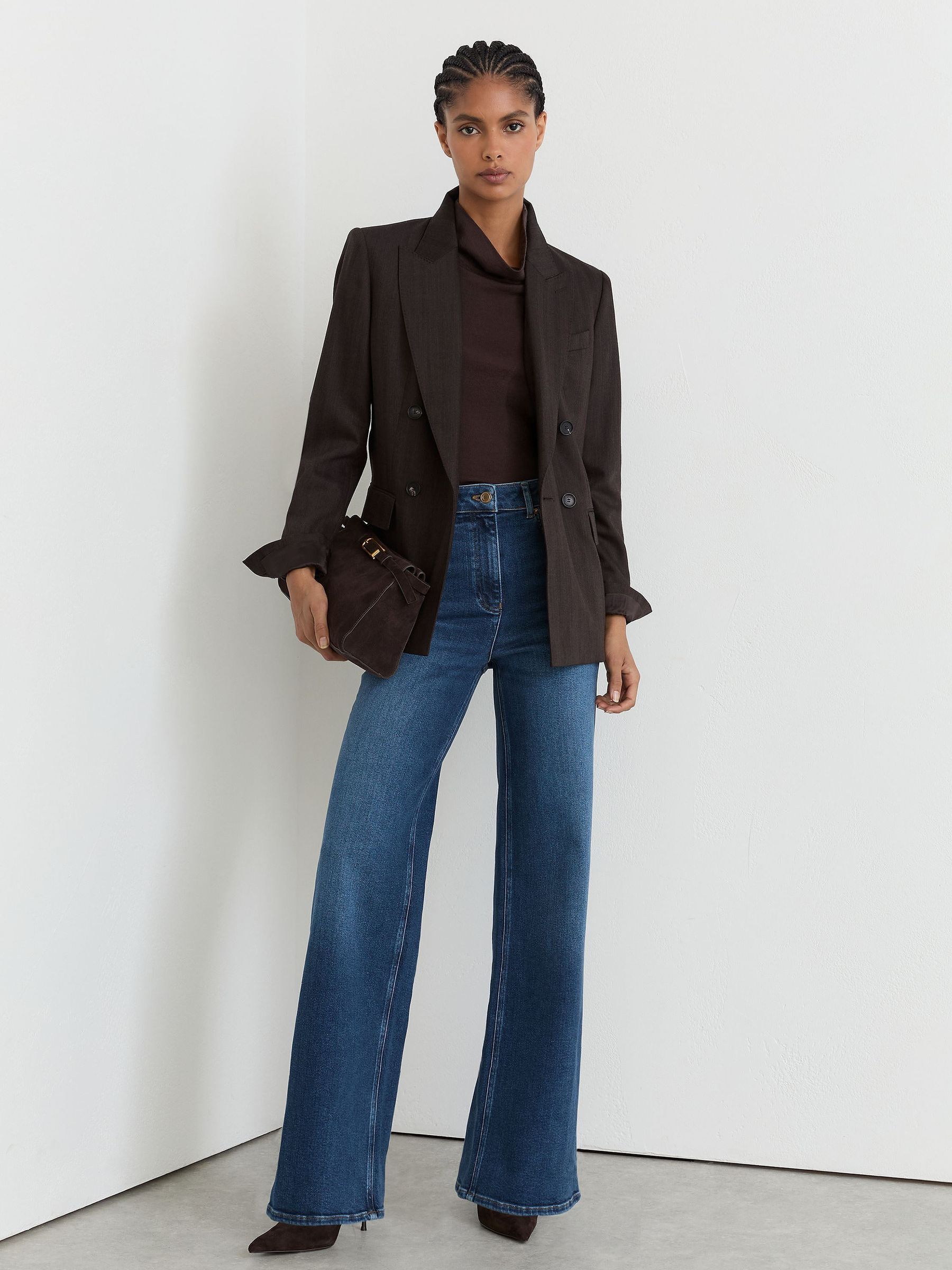 Cotton-Modal Wide-Leg Jeans in Mid Blue - Image 3 of 8