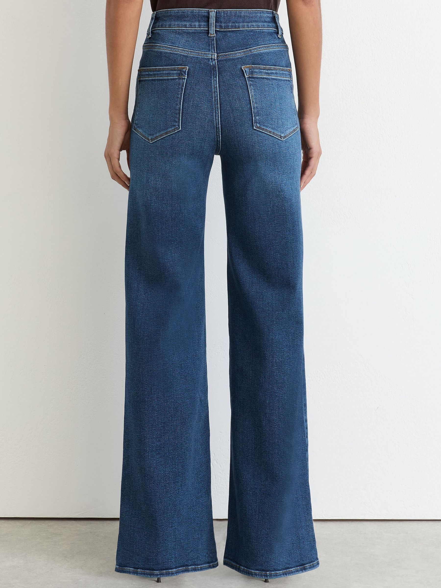 Cotton-Modal Wide-Leg Jeans in Mid Blue - Image 6 of 8
