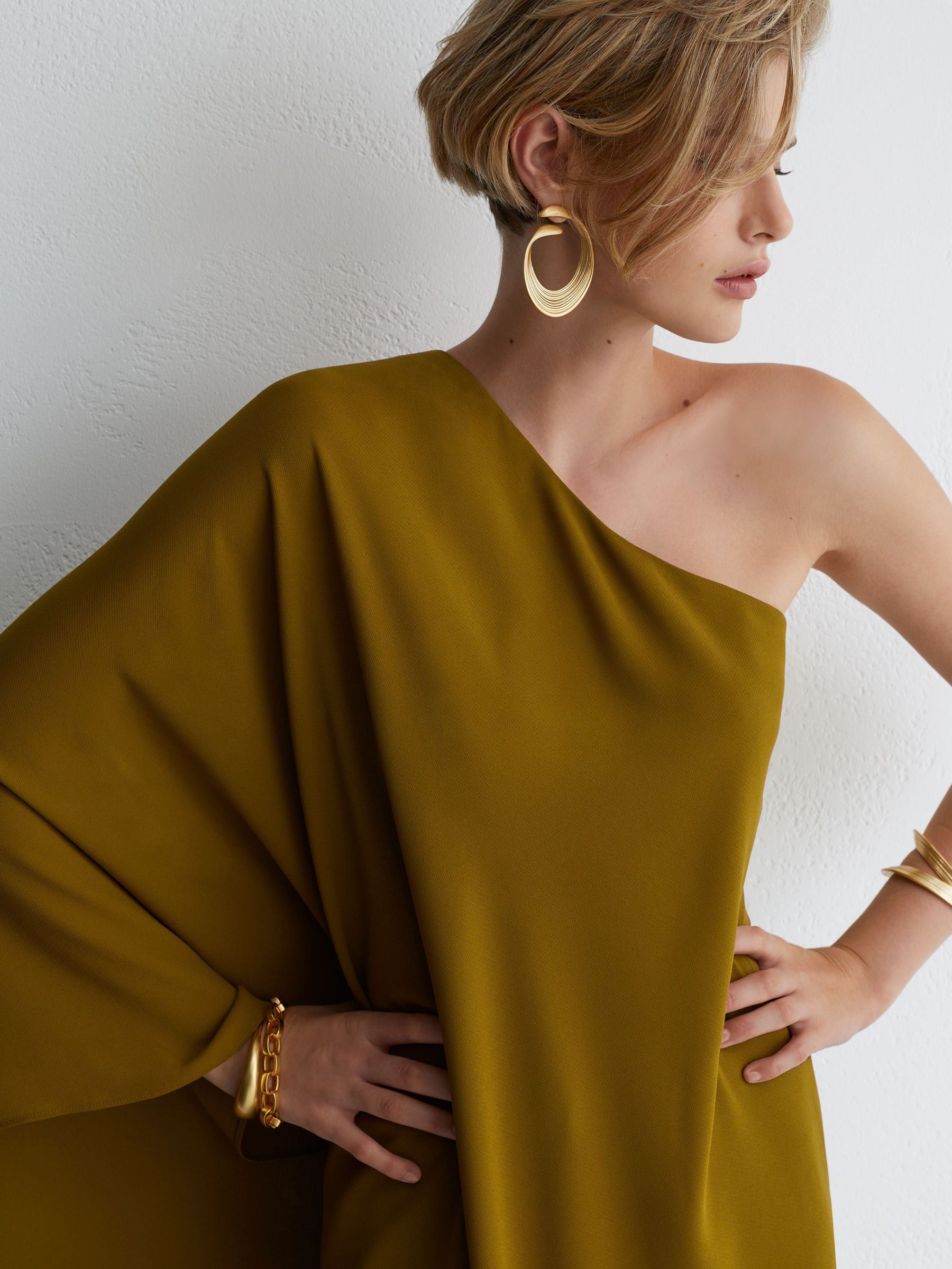 Atelier One-Shoulder Maxi Dress in Green - Image 3 of 5