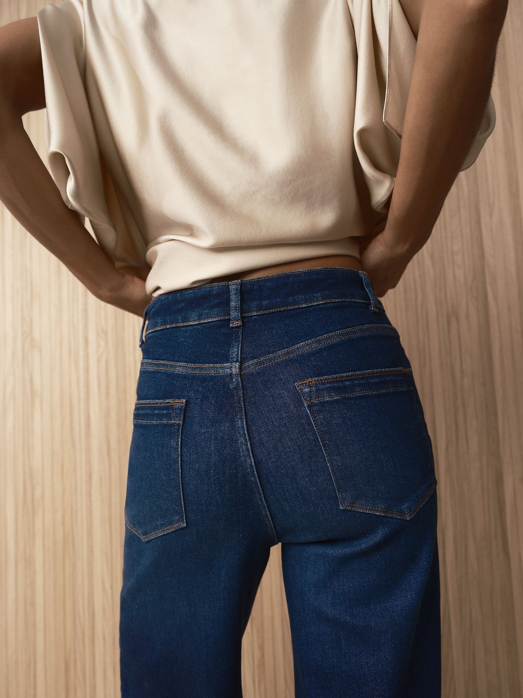 Cotton-Modal Wide-Leg Jeans in Dark Blue - Image 3 of 8