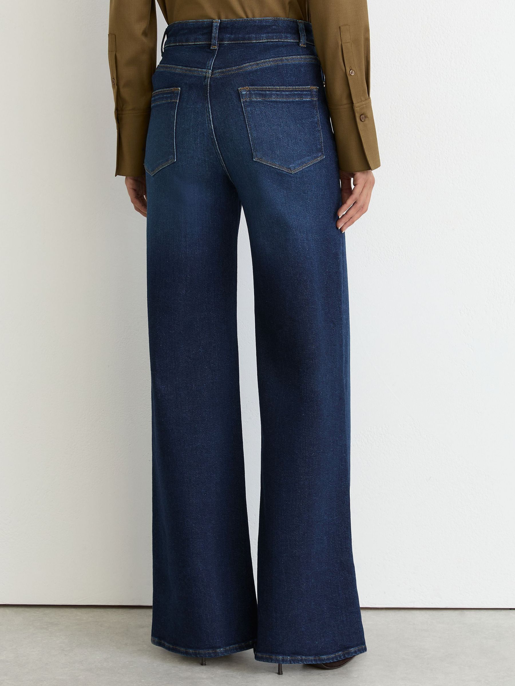 Cotton-Modal Wide-Leg Jeans in Dark Blue - Image 7 of 8