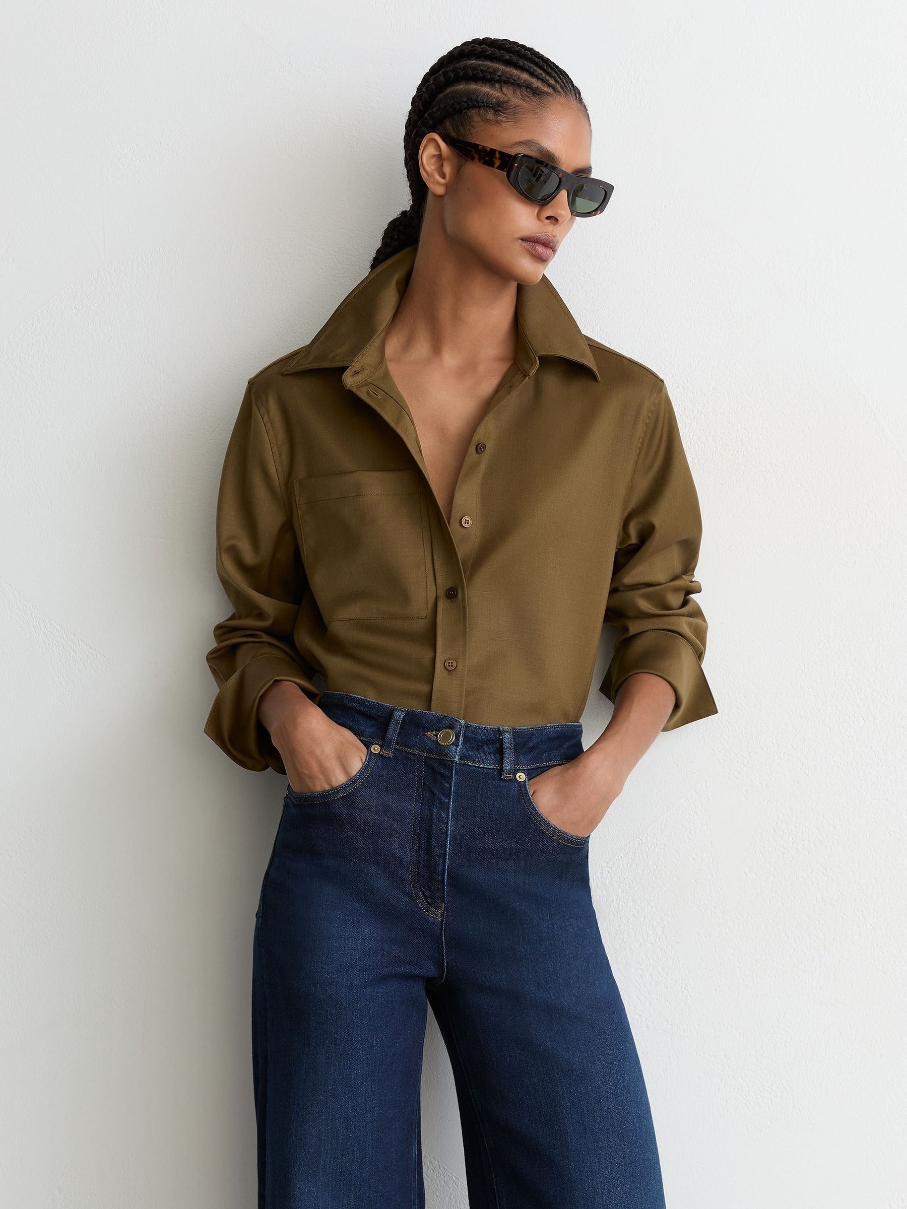 Cotton-Modal Wide-Leg Jeans in Dark Blue - Image 3 of 8