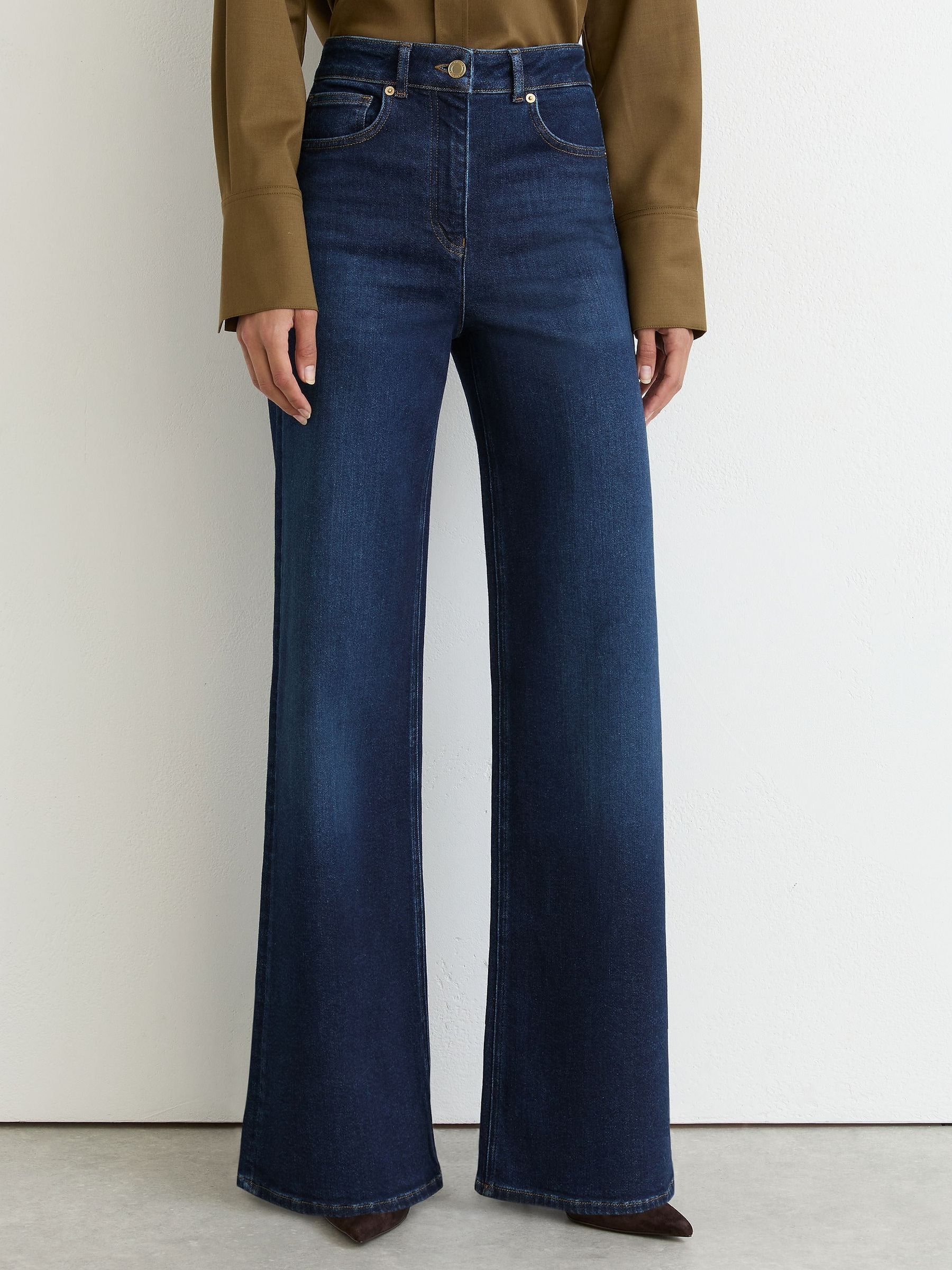 Cotton-Modal Wide-Leg Jeans in Dark Blue - Image 5 of 8
