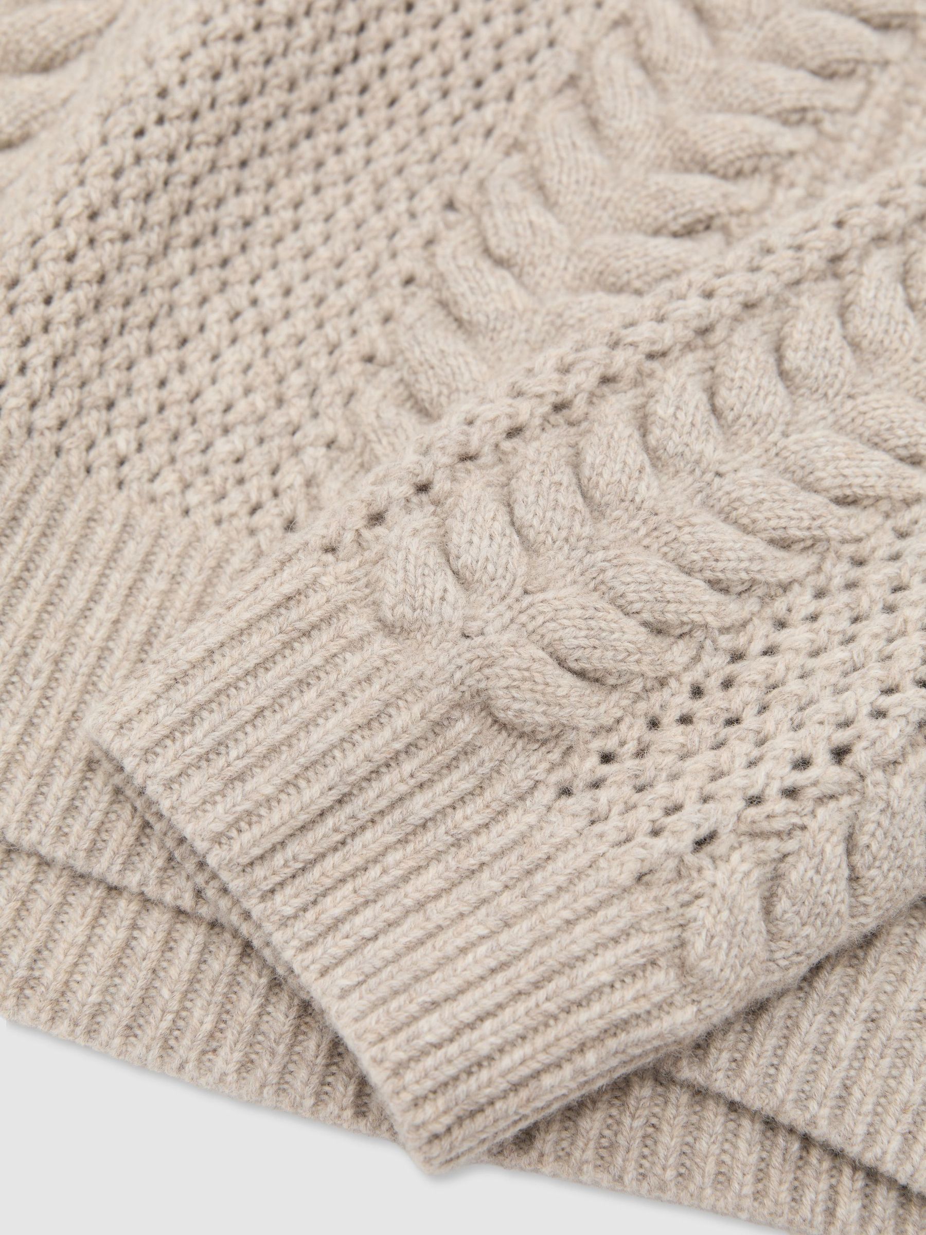 Wool Cable-Knit Open-Collar Jumper in Neutral - Image 6 of 6