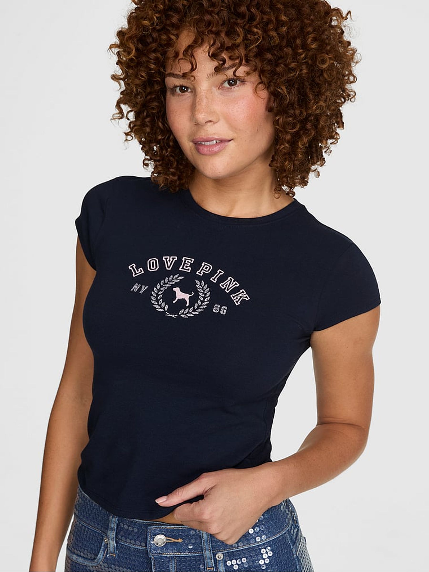 Noir Navy Blue Retro T-Shirt - Image 1 of 2 Noir Navy Blue Retro T-Shirt - Image 1 of 2