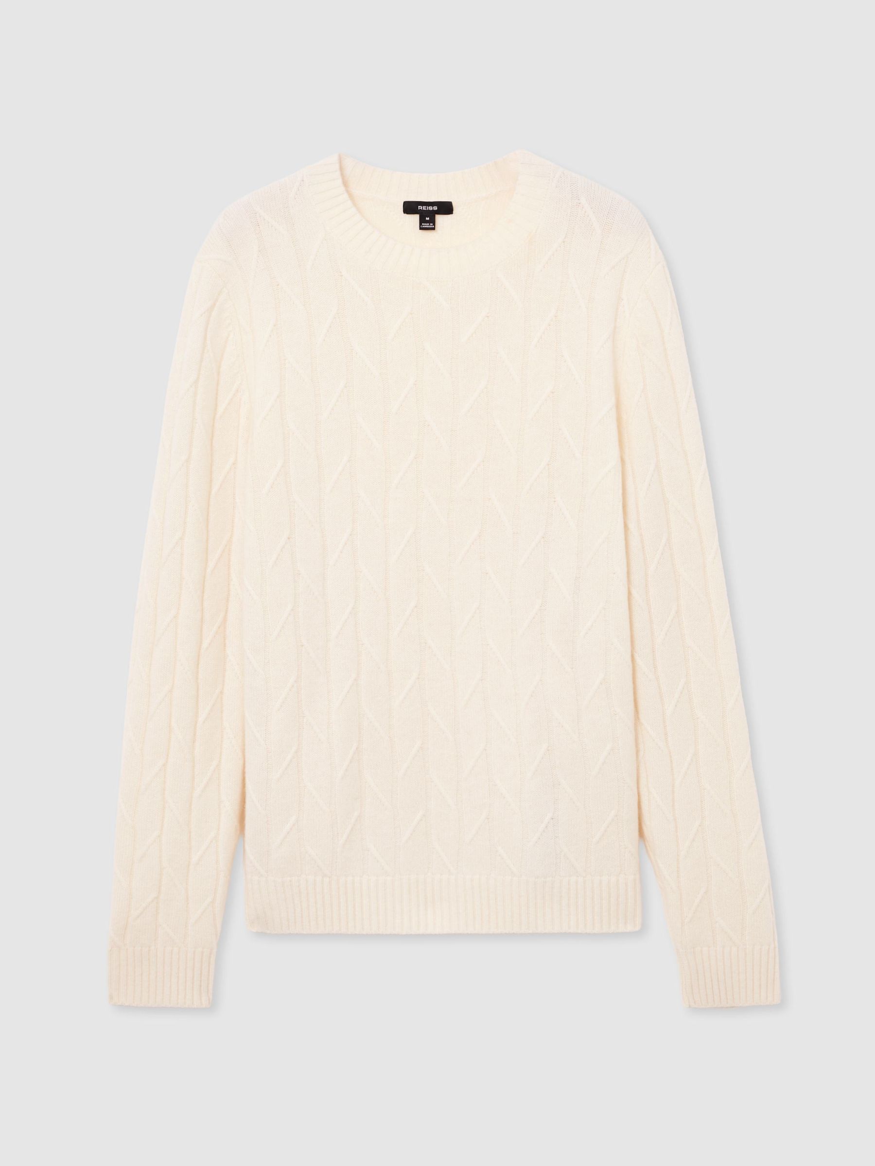 Wool Twisted-Cable Crew-Neck Jumper in Ivory White - Image 2 of 6