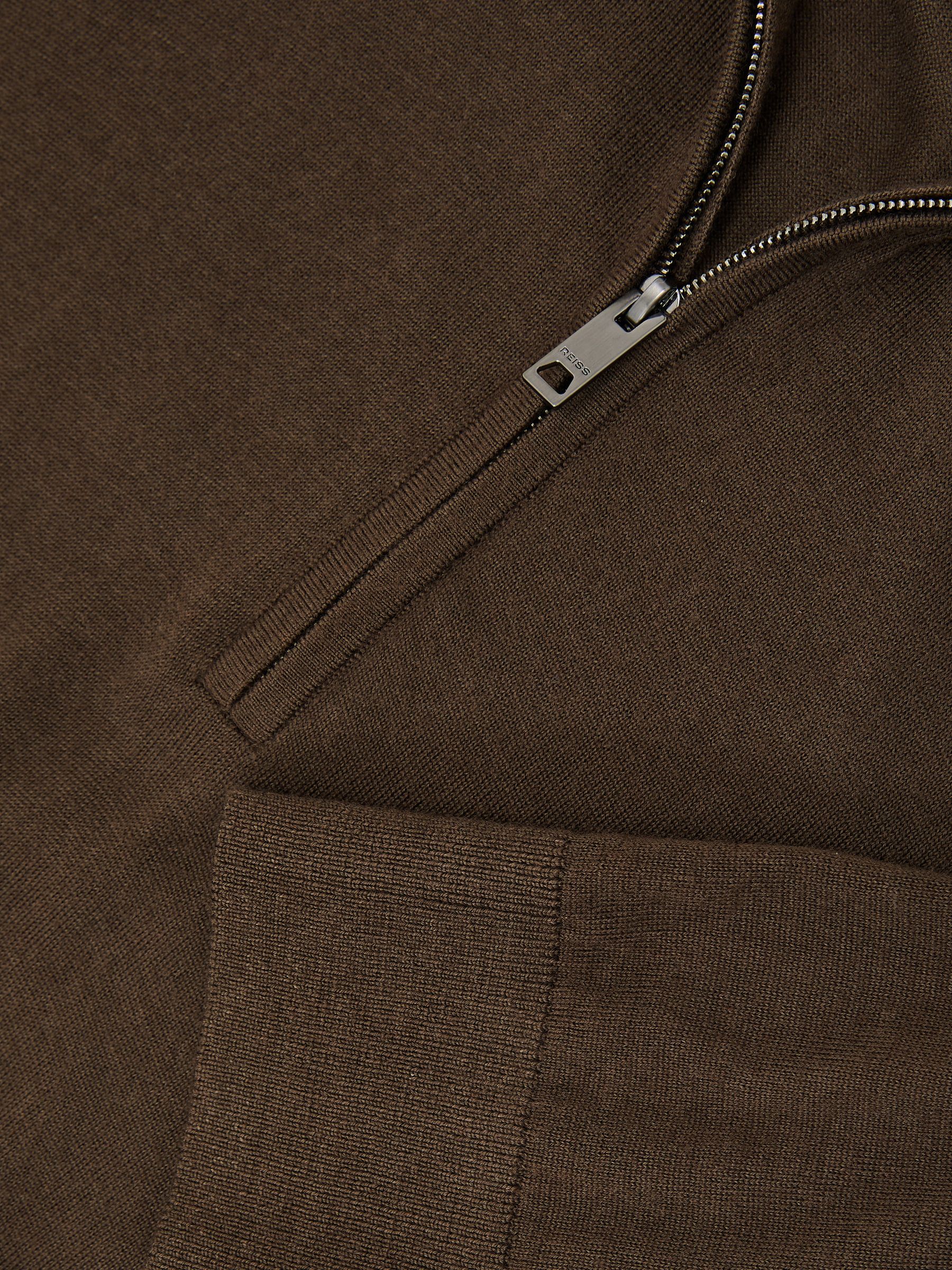 Ultra-Fine Merino Wool Quarter-Zip Jumper in Brown Umber - Image 6 of 6