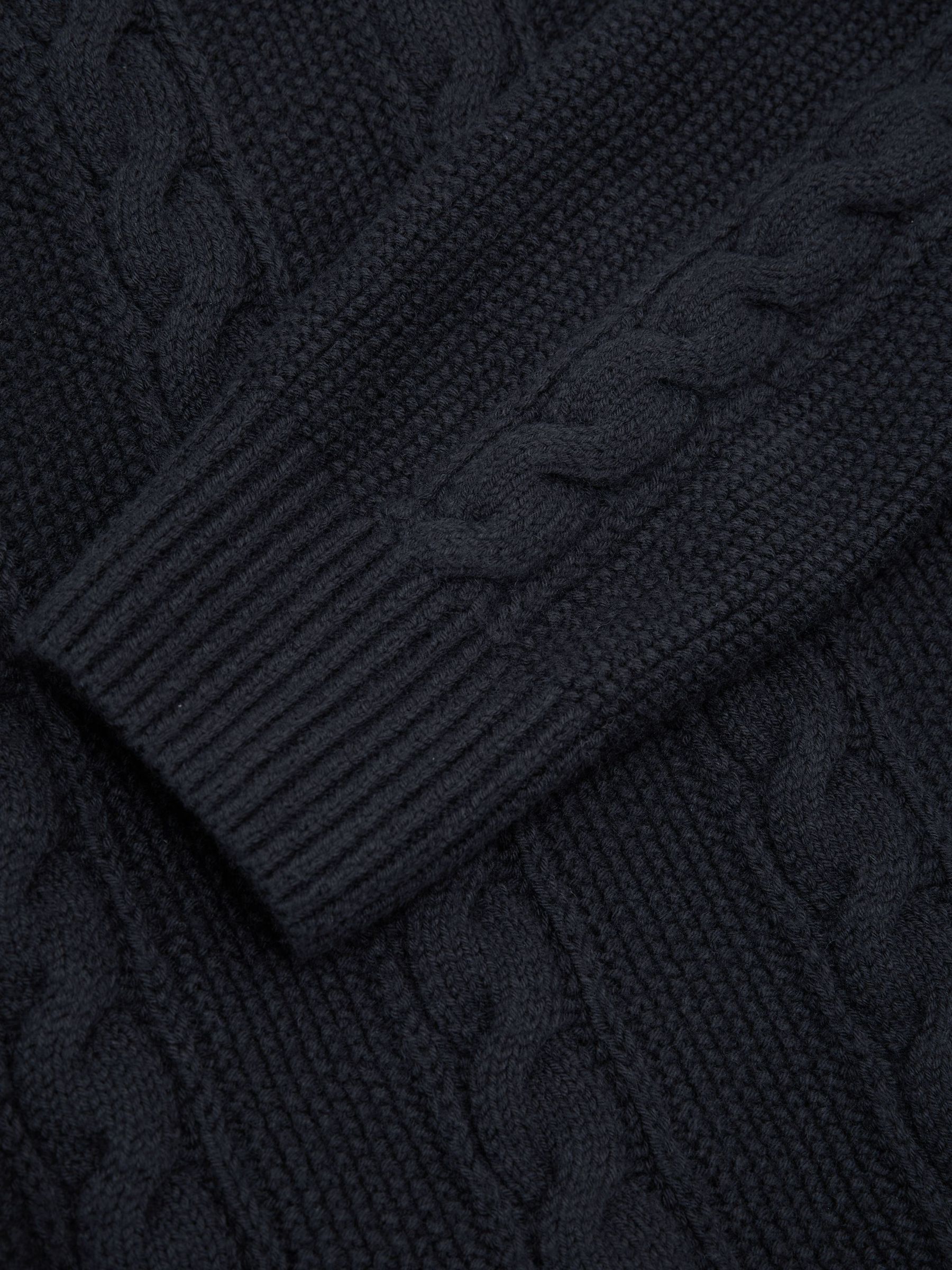 Cable-Knit Crew-Neck Jumper with Wool in Navy - 圖片 6/6