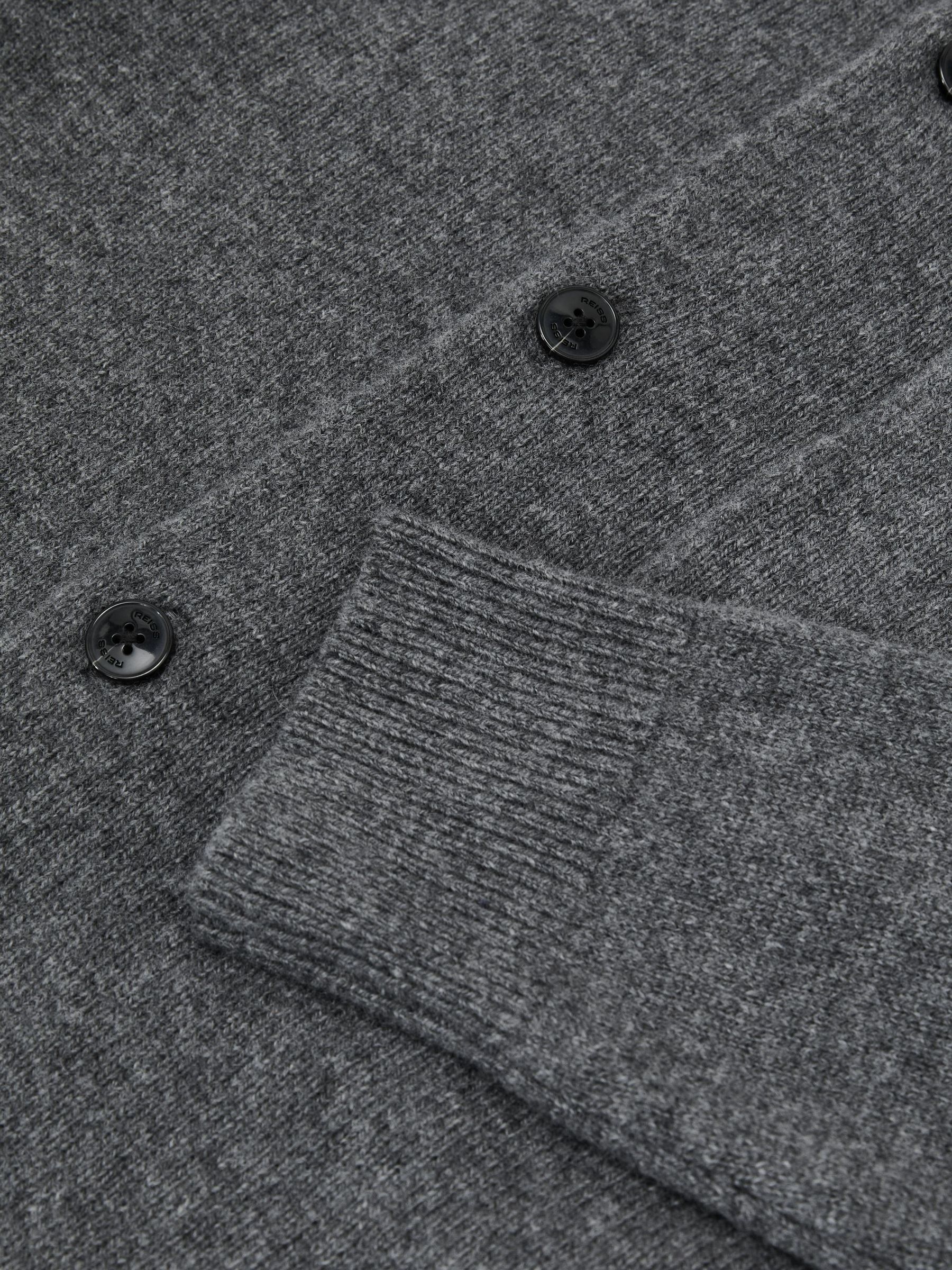 Wool-Cashmere Knitted Overshirt in Charcoal Melange - Image 6 of 6