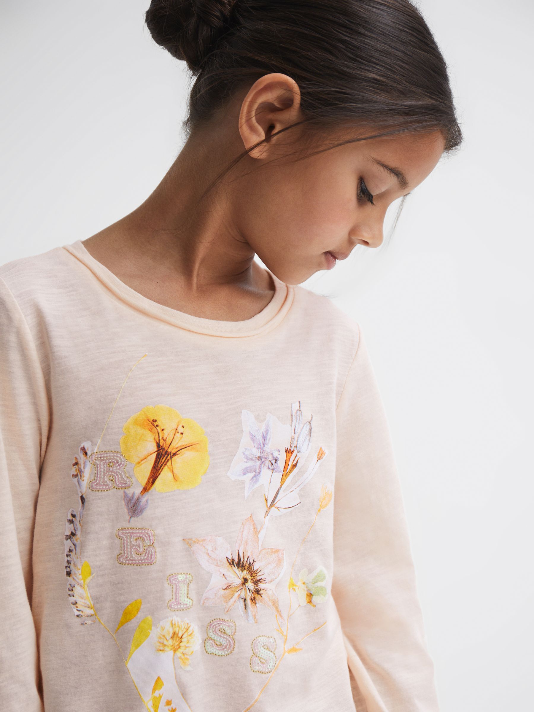 9-14 yrs Cotton Sequin Motif T-Shirt in Ivory Print - Image 1 of 6 9-14 yrs Cotton Sequin Motif T-Shirt in Ivory Print - Image 1 of 6