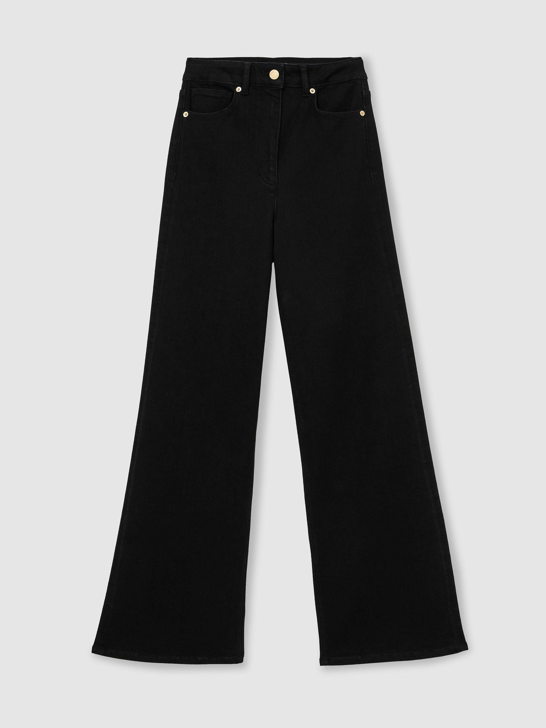 Cotton-Modal Wide-Leg Jeans in Black - Image 2 of 9 Cotton-Modal Wide-Leg Jeans in Black - Image 2 of 9