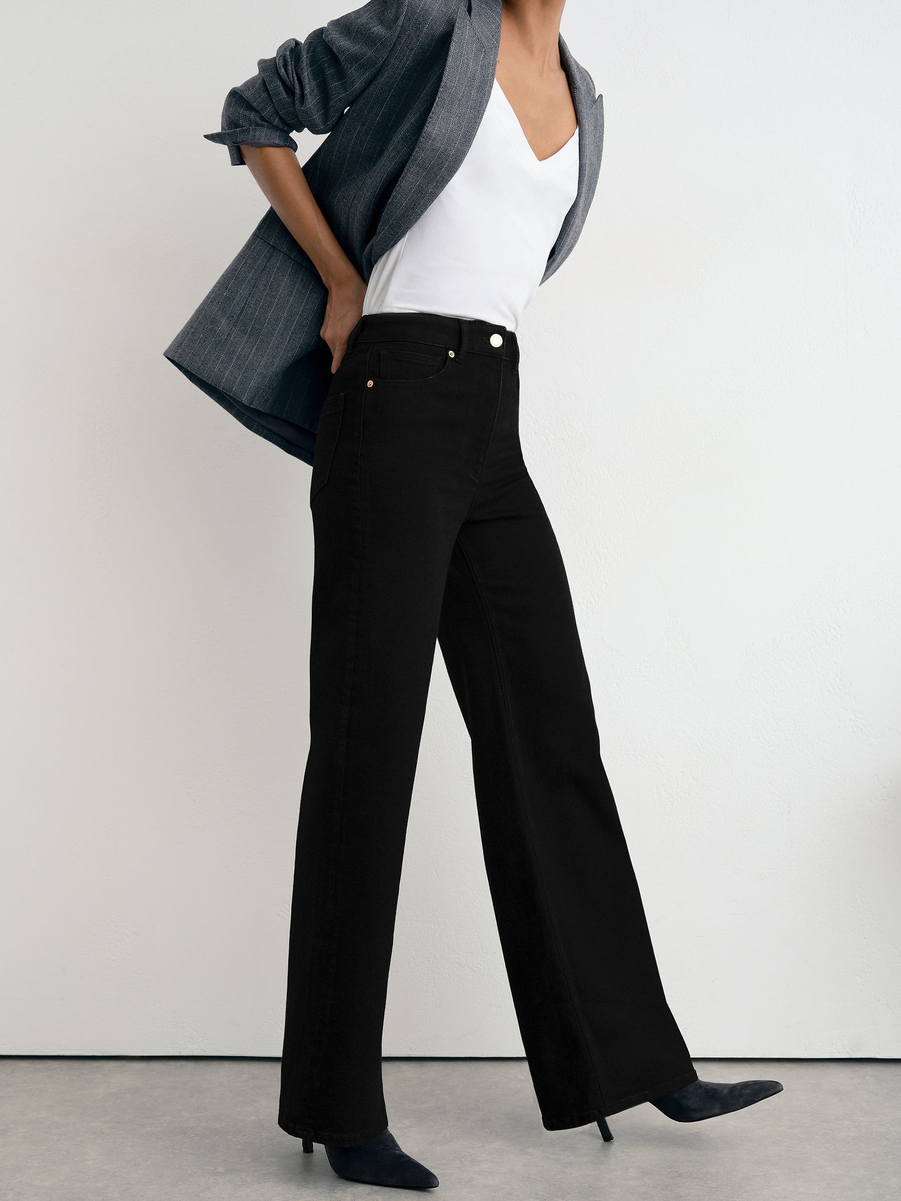 Cotton-Modal Wide-Leg Jeans in Black - Image 3 of 9