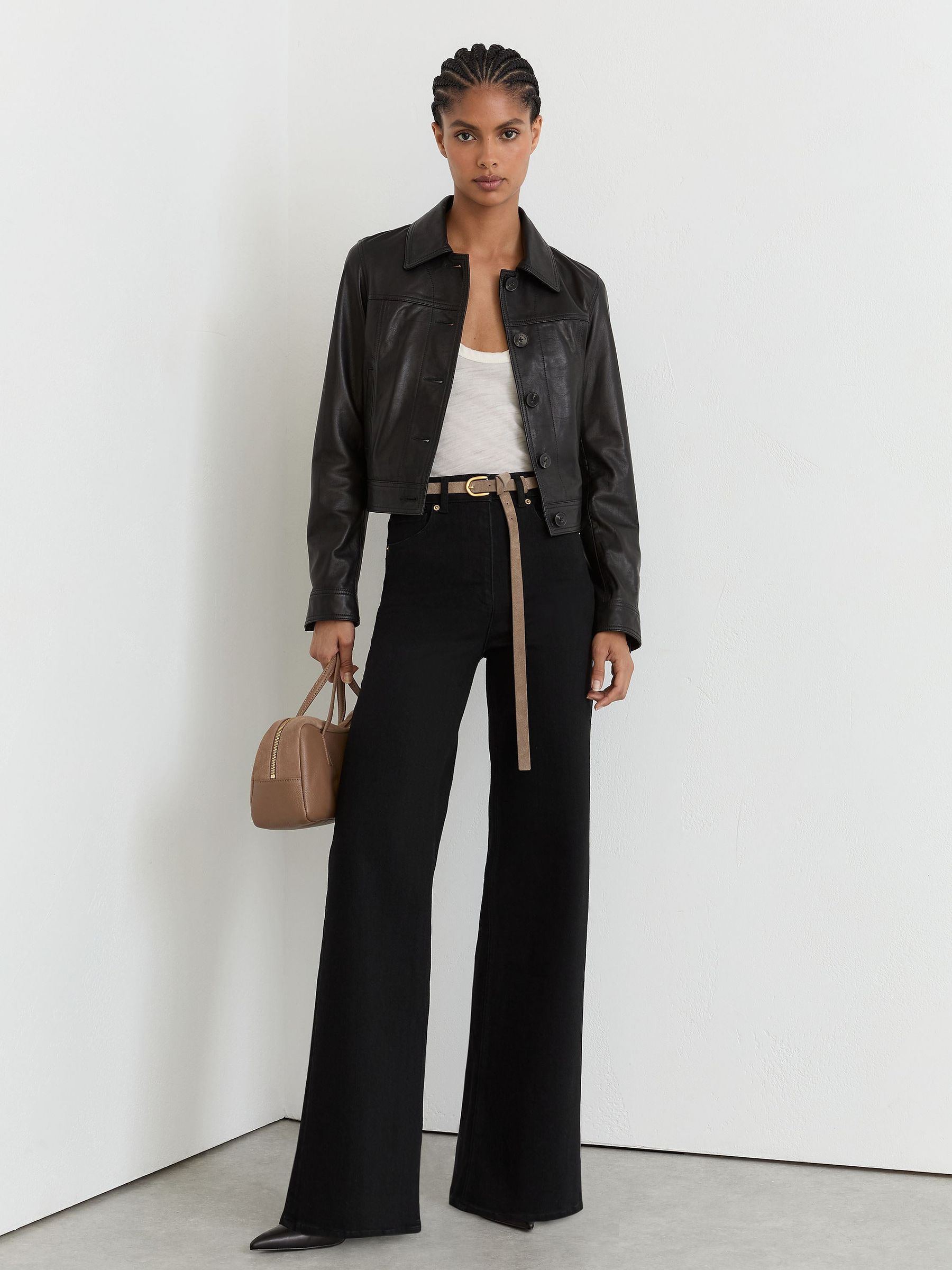 Cotton-Modal Wide-Leg Jeans in Black - Image 5 of 9