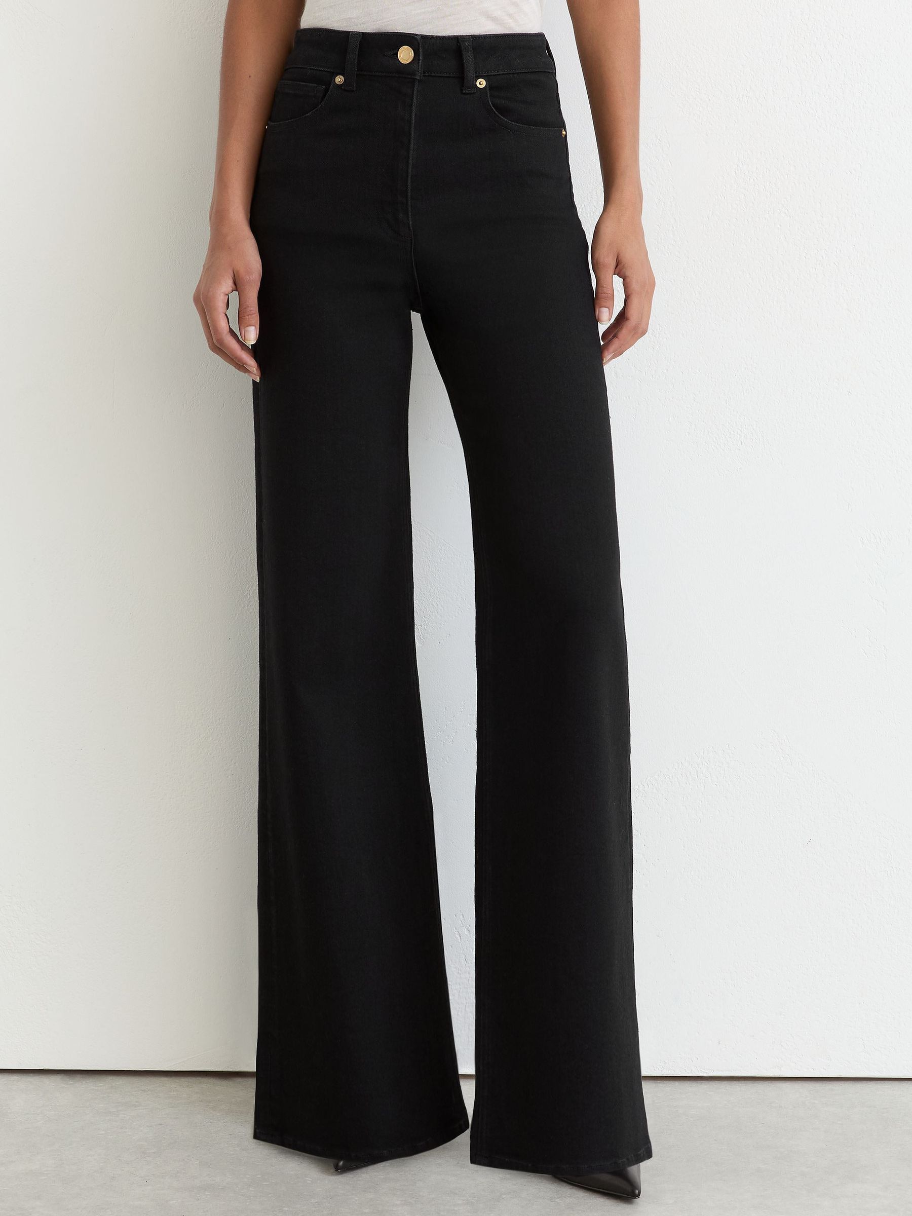 Cotton-Modal Wide-Leg Jeans in Black - Image 6 of 9