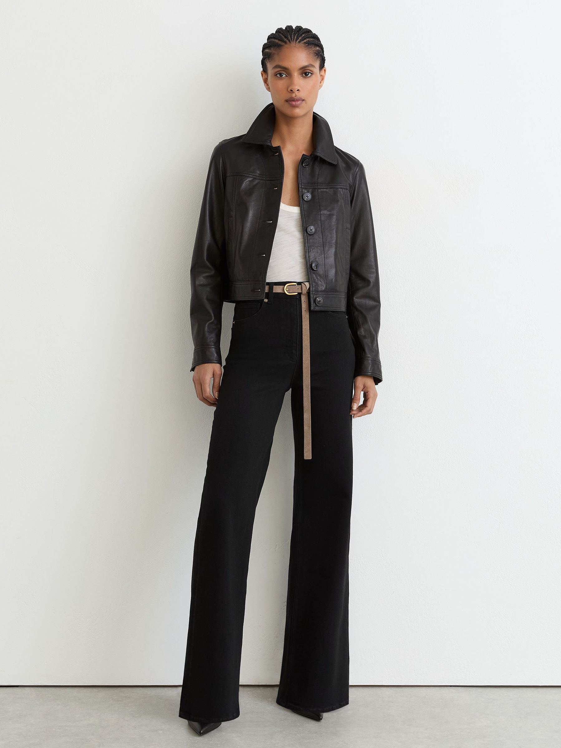 Cotton-Modal Wide-Leg Jeans in Black - Image 1 of 7