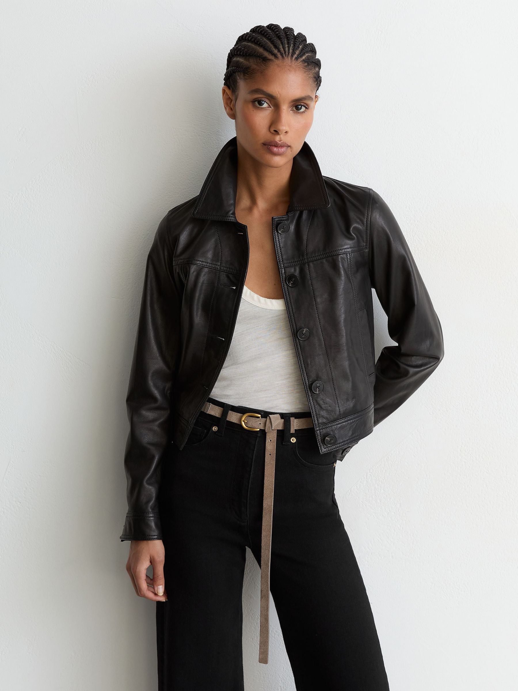Cotton-Modal Wide-Leg Jeans in Black - Image 4 of 7
