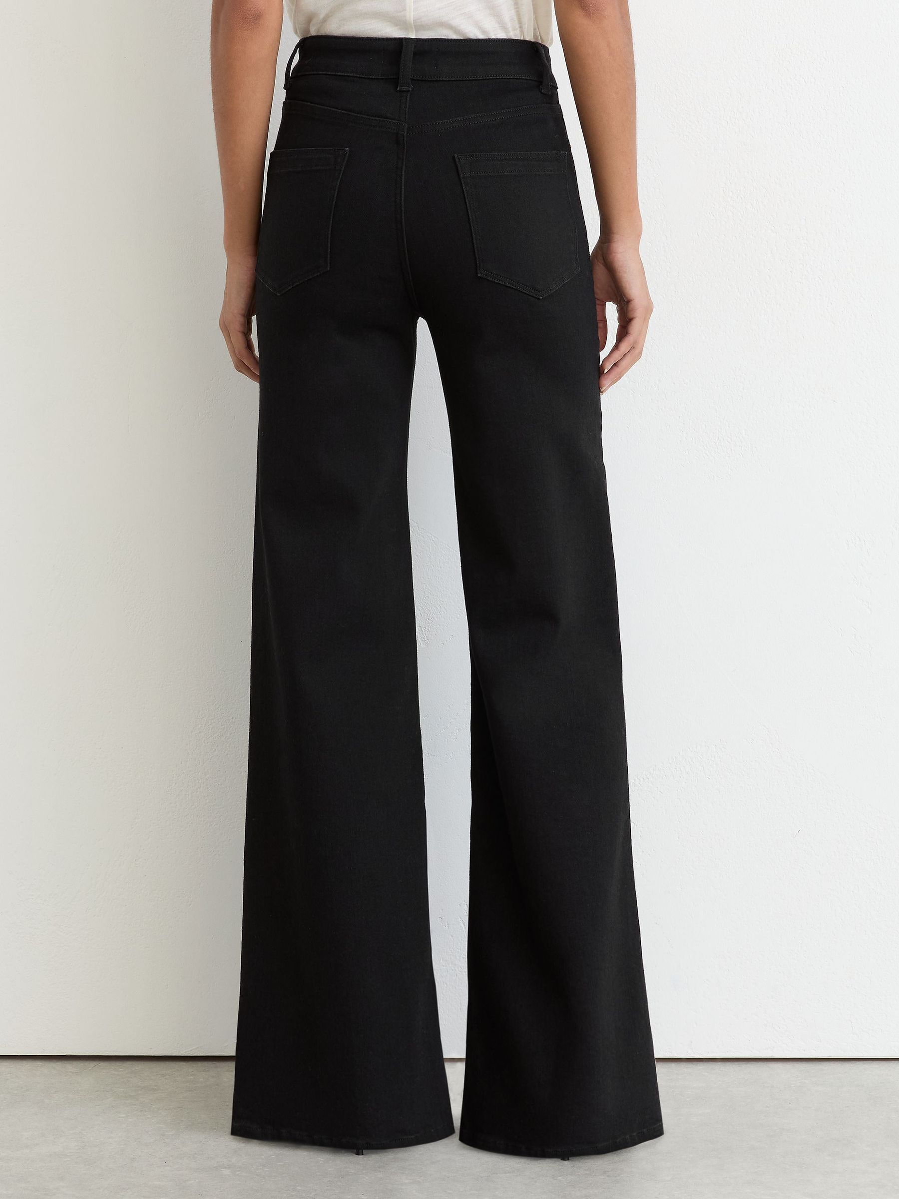 Cotton-Modal Wide-Leg Jeans in Black - Image 5 of 7
