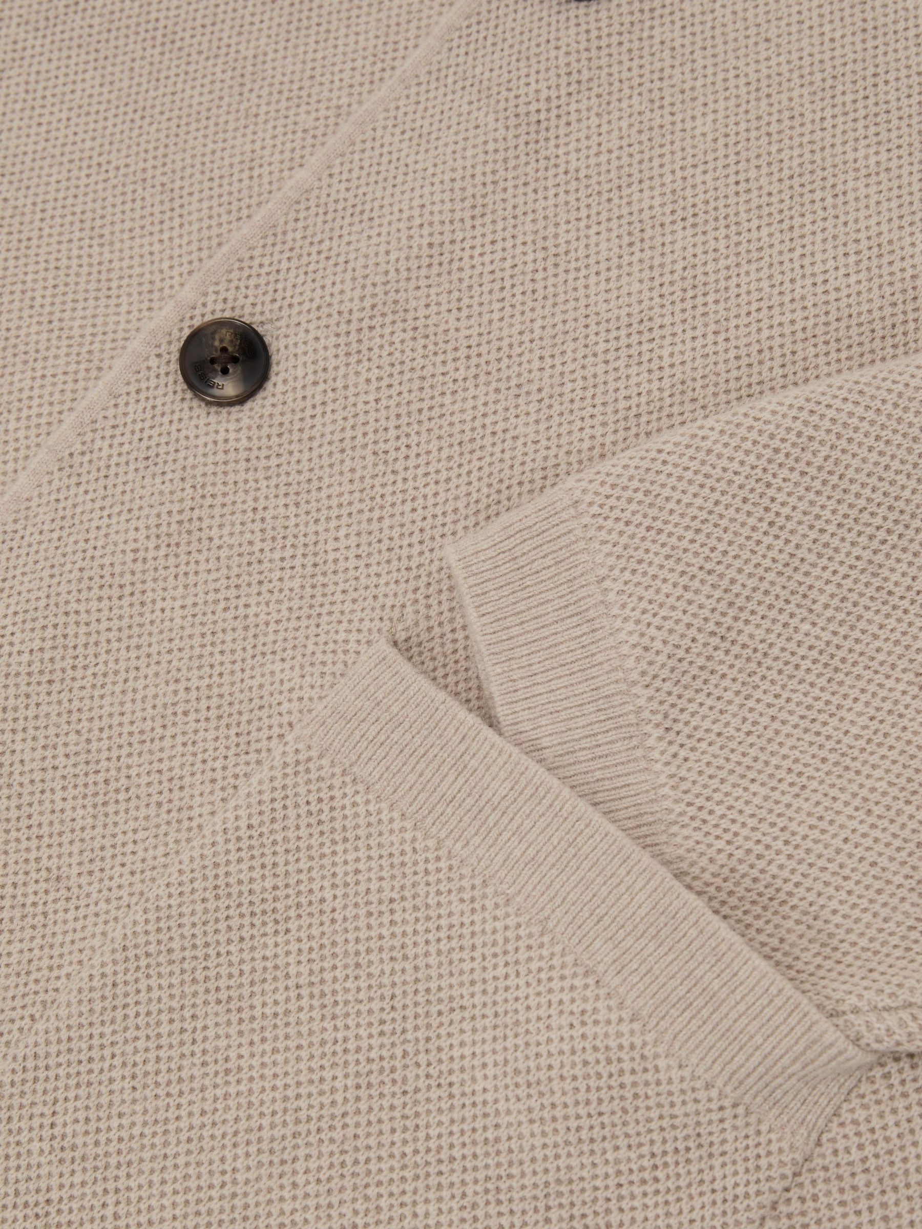 Wool Collared Patch-Pocket Cardigan in Oatmeal - Image 7 of 7