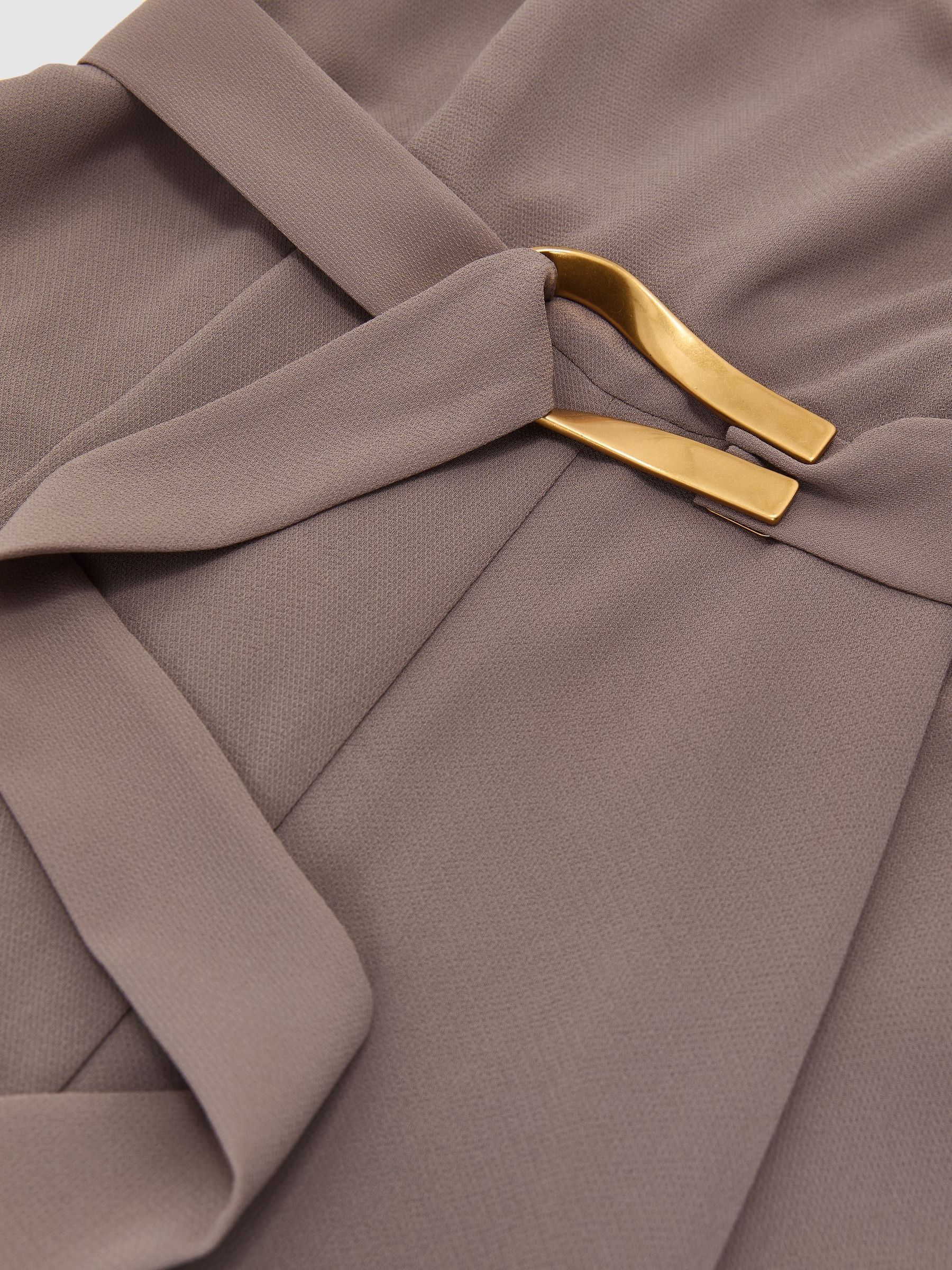 Atelier Cowl-Neck Belted Wide-Leg Jumpsuit in Taupe - Image 8 of 8