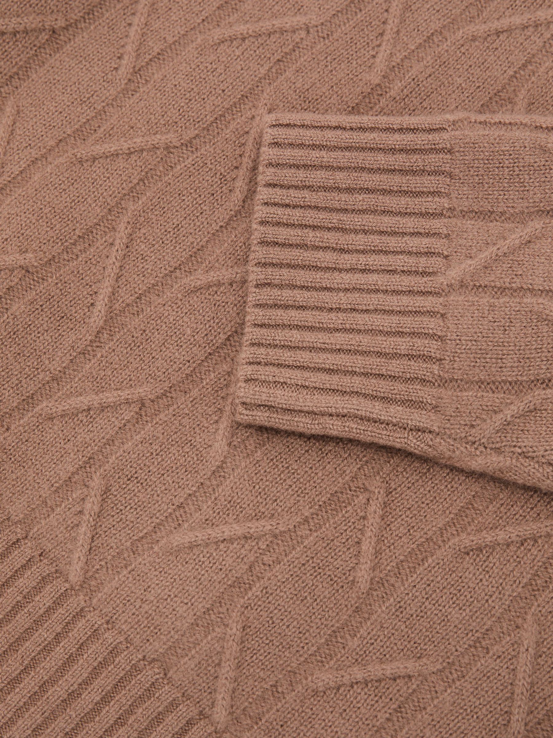 Wool Twisted-Cable Crew-Neck Jumper in Camel Brown - Image 7 of 7