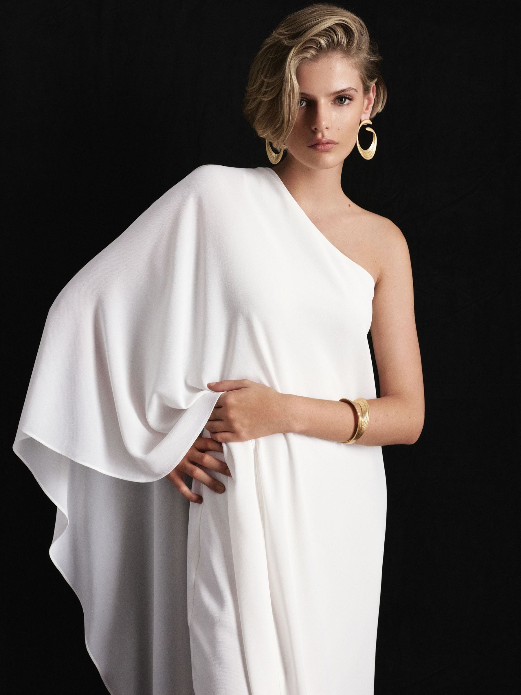 Atelier One-Shoulder Maxi Dress in Ivory - Image 1 of 6