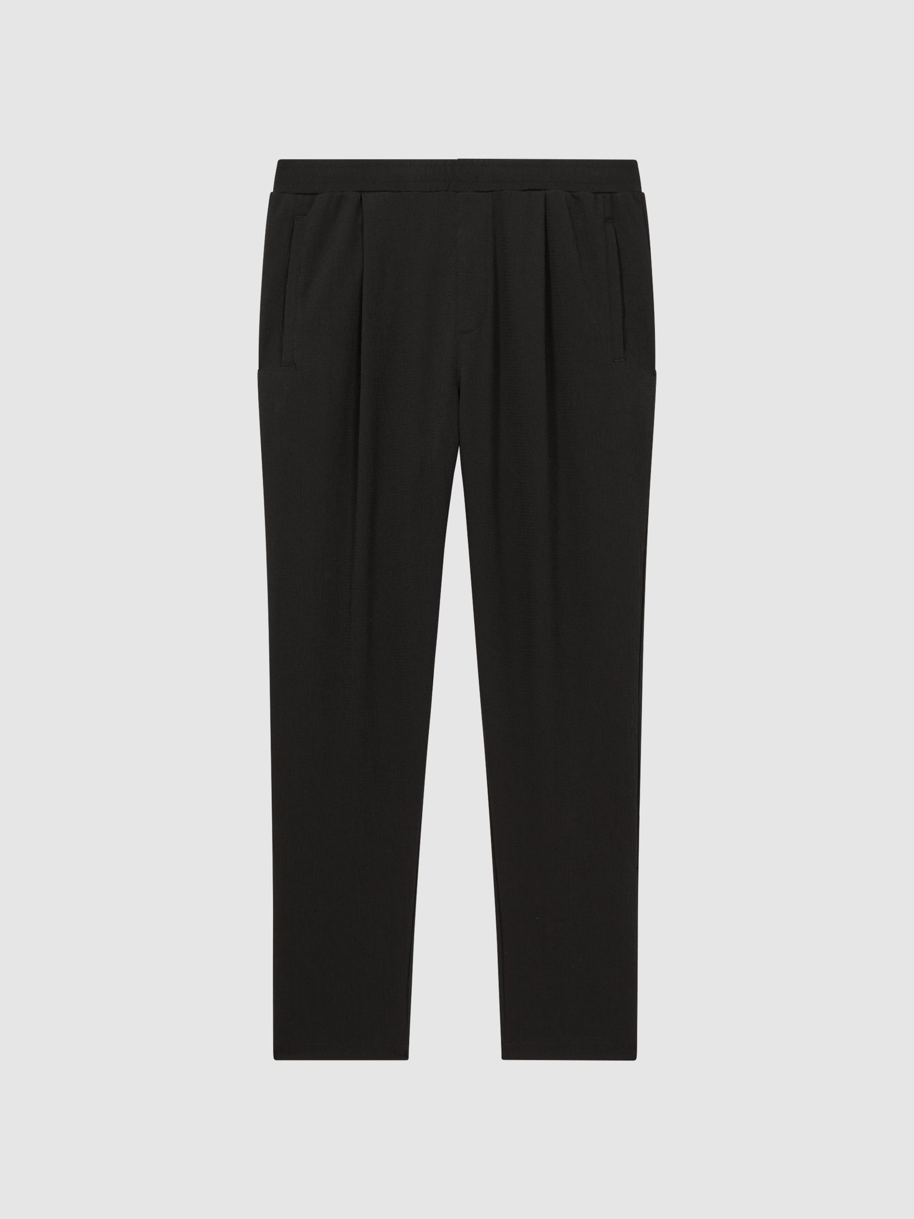 Tapered Textured Trousers in Black - Image 2 of 4