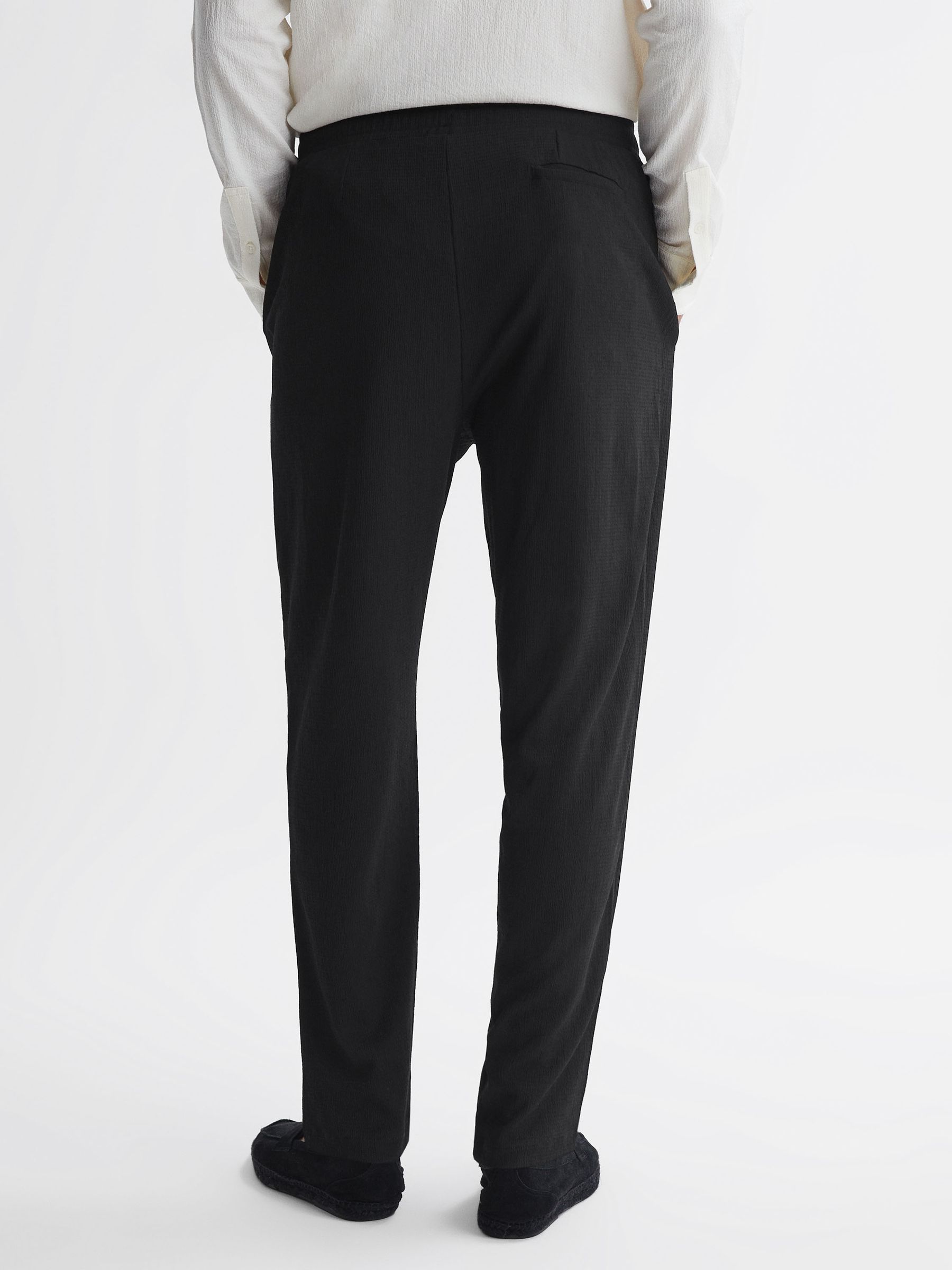 Tapered Textured Trousers in Black - Image 4 of 4
