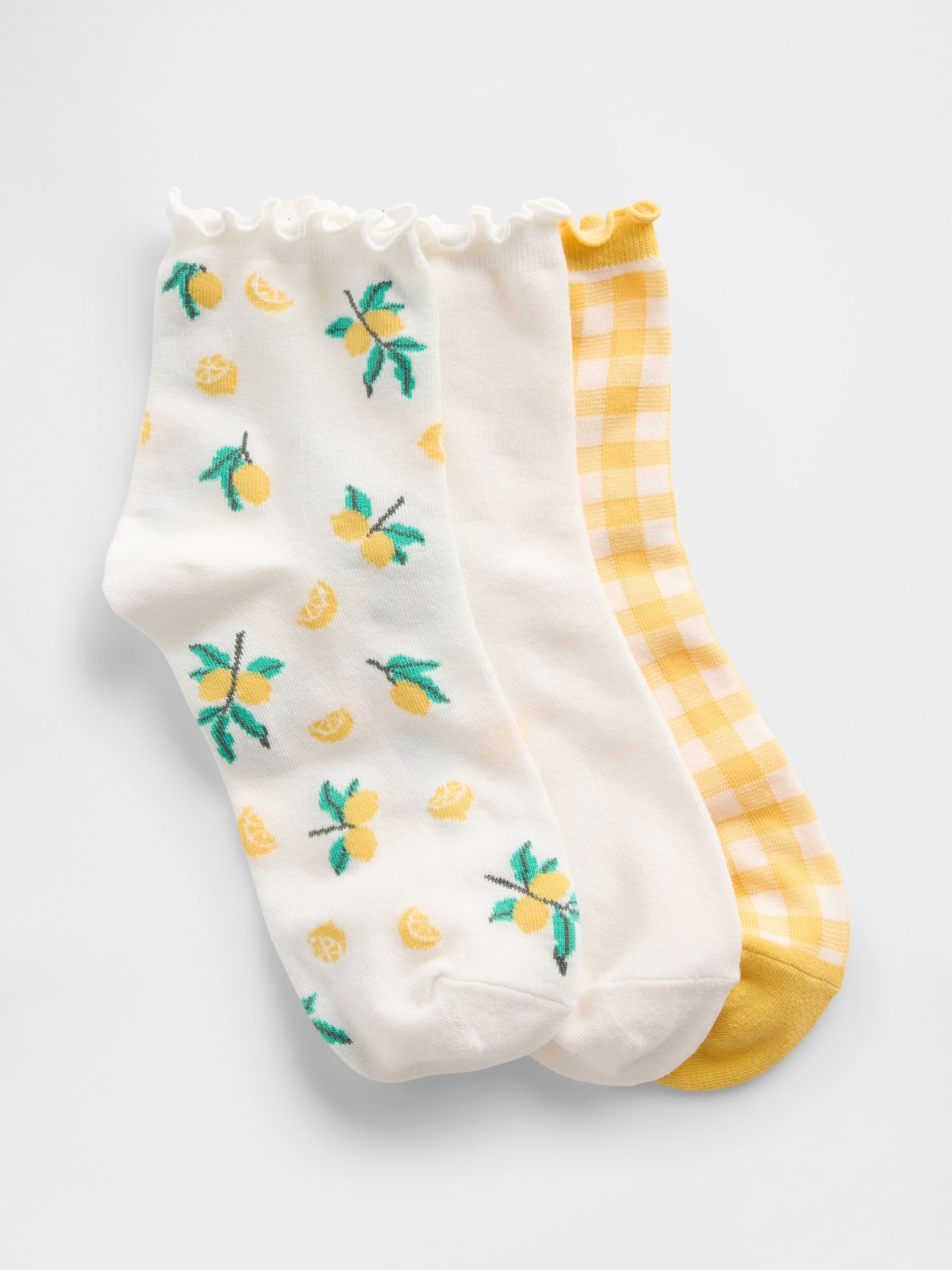 Yellow Crew Ankle Socks 3-Pack - Image 1 of 2 Yellow Crew Ankle Socks 3-Pack - Image 1 of 2