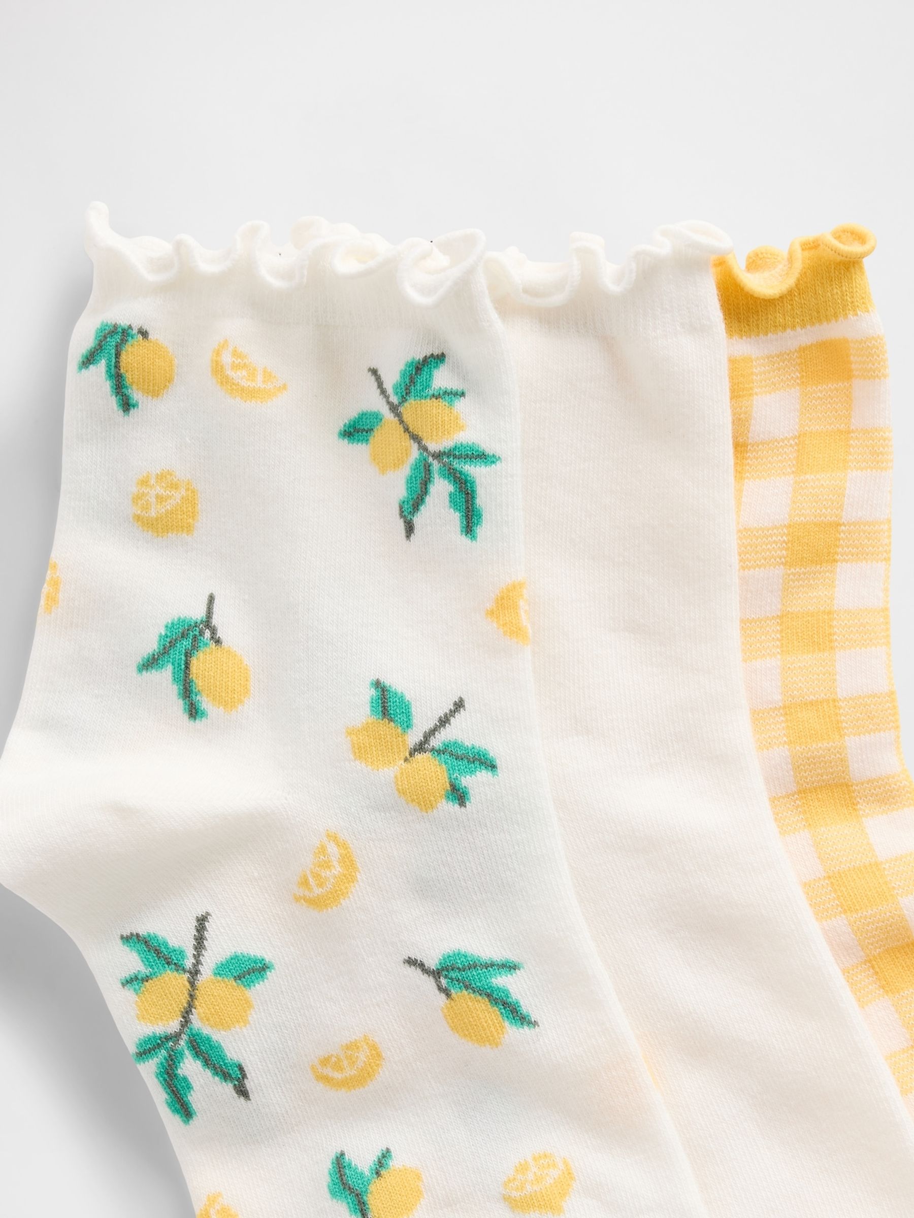 Yellow Crew Ankle Socks 3-Pack - Image 2 of 2 Yellow Crew Ankle Socks 3-Pack - Image 2 of 2