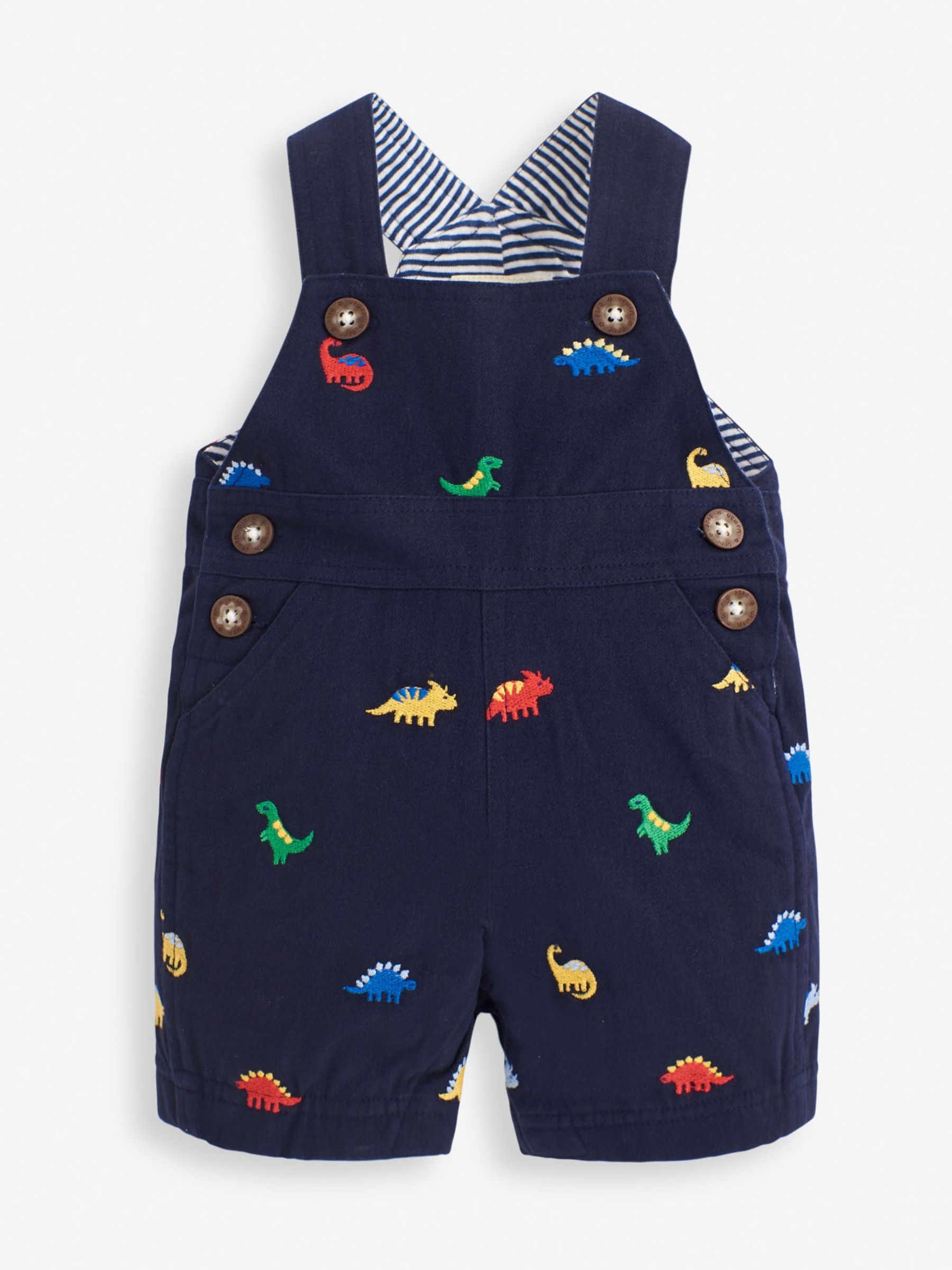 Navy Dinosaur Embroidered Baby Dungarees - Image 1 of 5