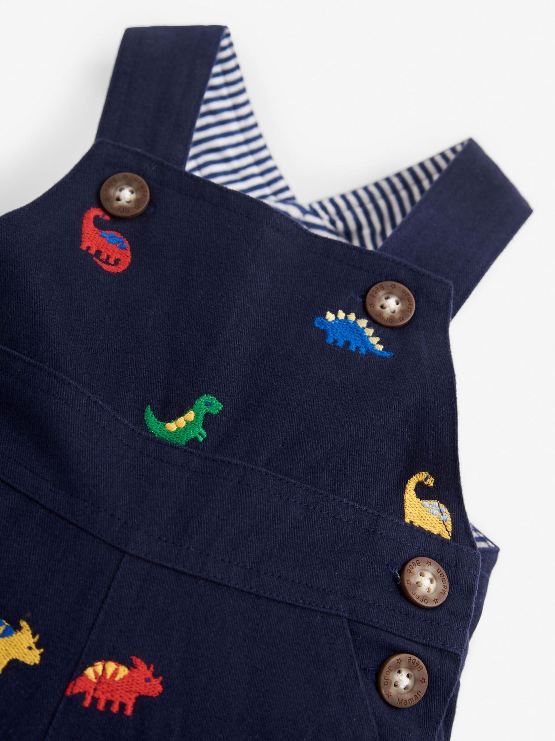 Navy Dinosaur Embroidered Baby Dungarees - Image 2 of 5