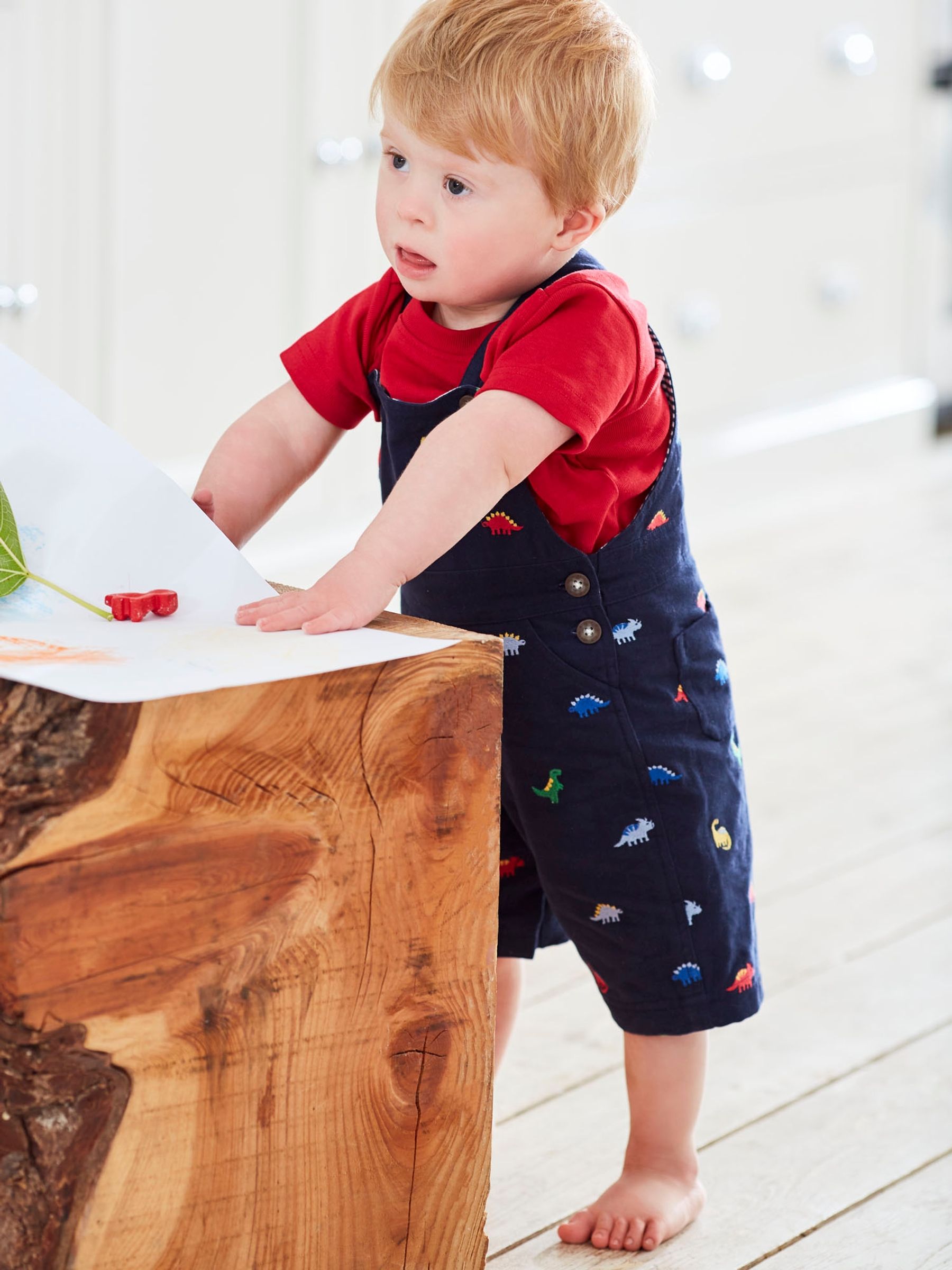 Navy Dinosaur Embroidered Baby Dungarees - Image 3 of 5